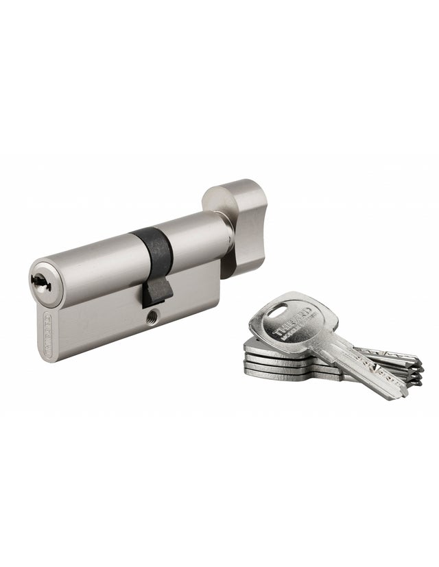 THIRARD - Cylindre de serrure à bouton débrayable Trafic 6, 30x40mm, anti-arrachement, anti-perçage, nickel, 5 clés longues - THIRARD
