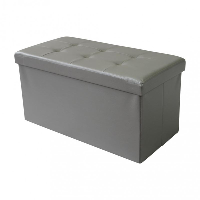 POUF CONTENITORE RETTANGOLARE IN ECOPELLE GRIGIO Leroy Merlin