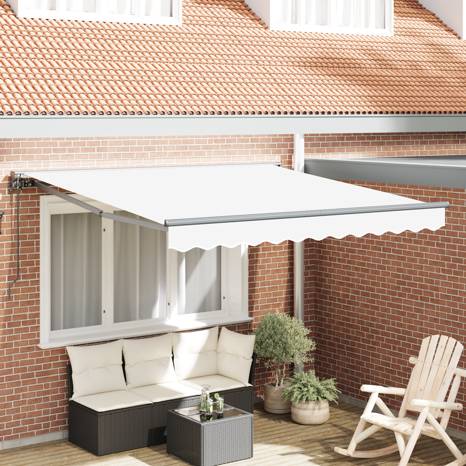 Rama markizy Biały 350 x 250 cm Poliester z powłoką PU vidaXL