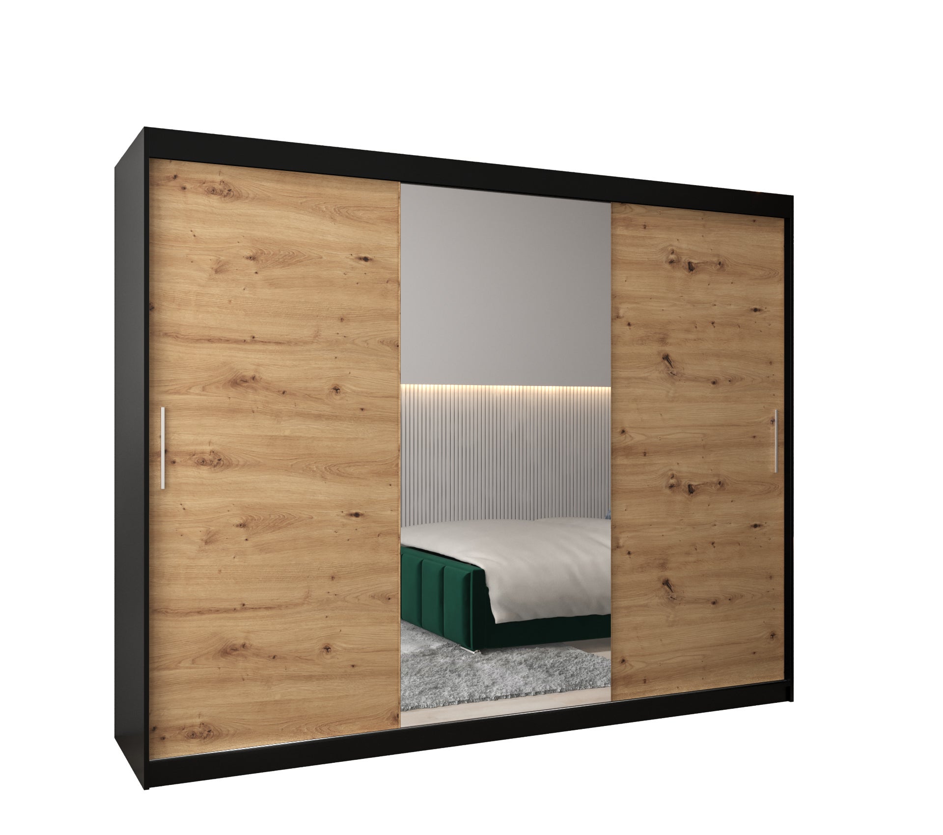 Szafa przesuwna garderoba TOKYO 1 250 x 62 x 200 cm Czarny + Artisan - Abiks Meble