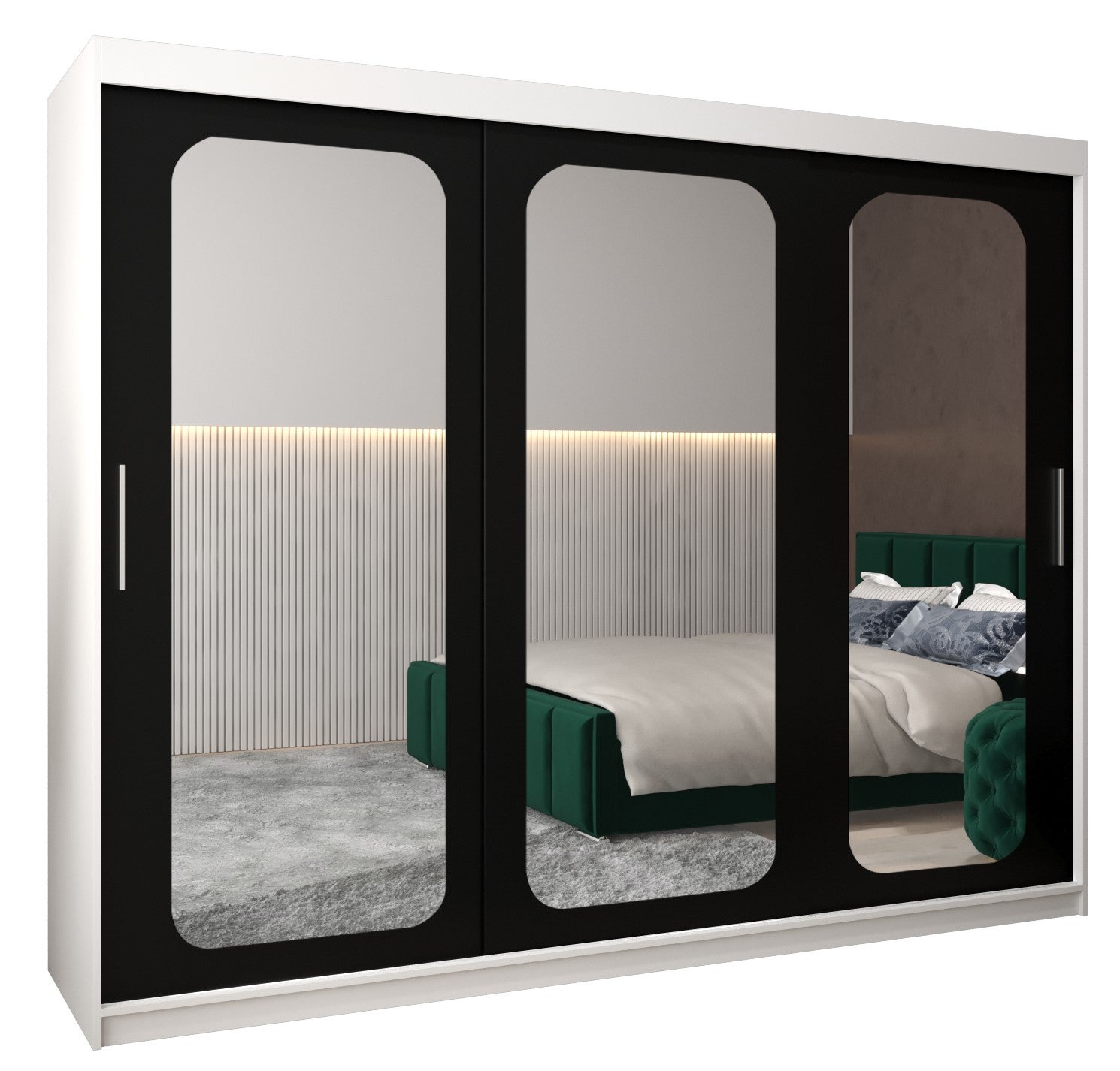 Szafa przesuwna garderoba PROMO T3 250 x 62 x 200 cm Biały + Czarny - Abiks Meble