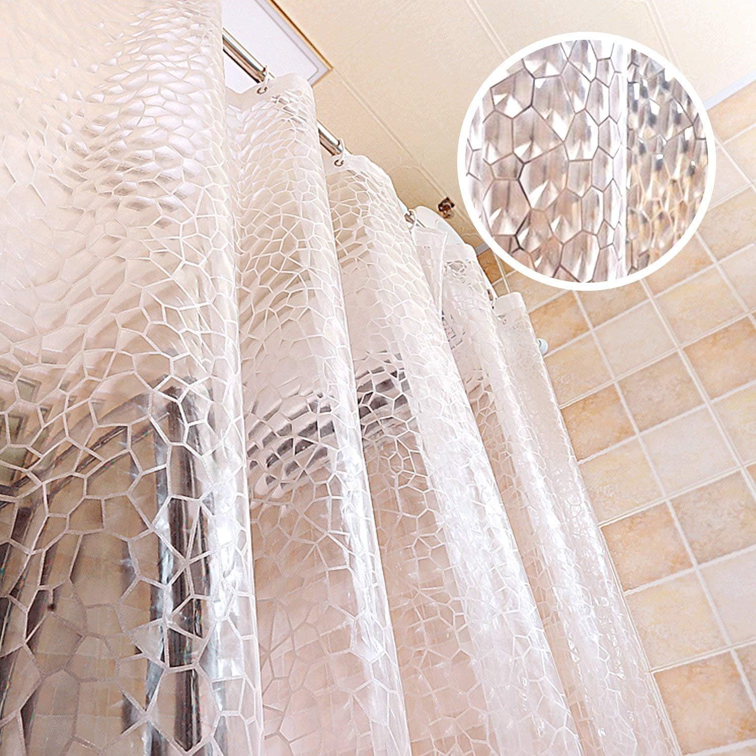 OZSENFLINT Tenda da doccia 180 x 200 cm PEVA impermeabile trasparente vasca da bagno antimuffa con 12 ganci