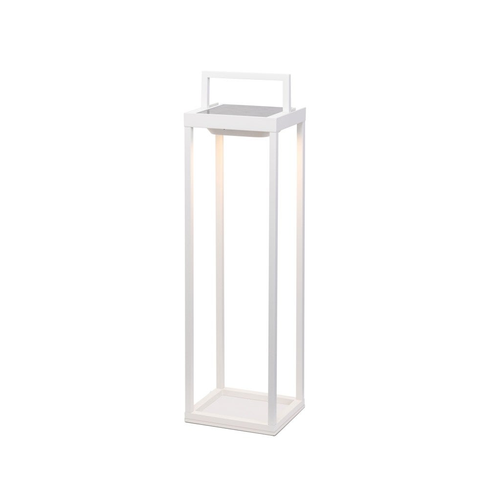 Zafferano - Domowa lampa solarna z 2 diodami LED, 56,4 cm - 2 W, lampa ścienna i stołowa z baterią i czujnikiem zmierzchu - biała