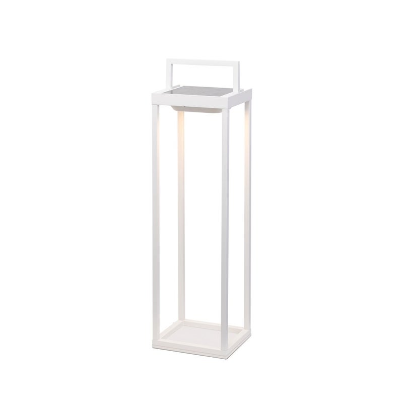 Zafferano - Domowa lampa solarna z 2 diodami LED, 56,4 cm - 2 W, lampa ścienna i stołowa z baterią i czujnikiem zmierzchu - biała