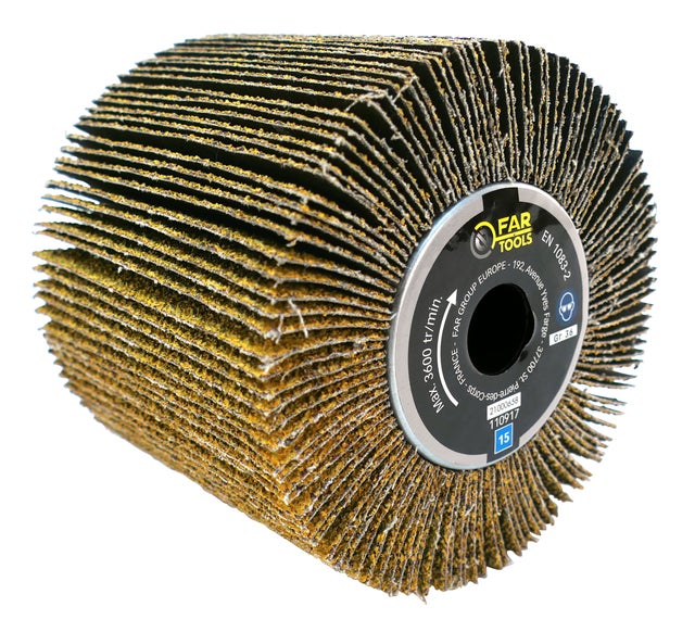 Brosse à lamelles abrasives grain36 Ø120mm/L100mm