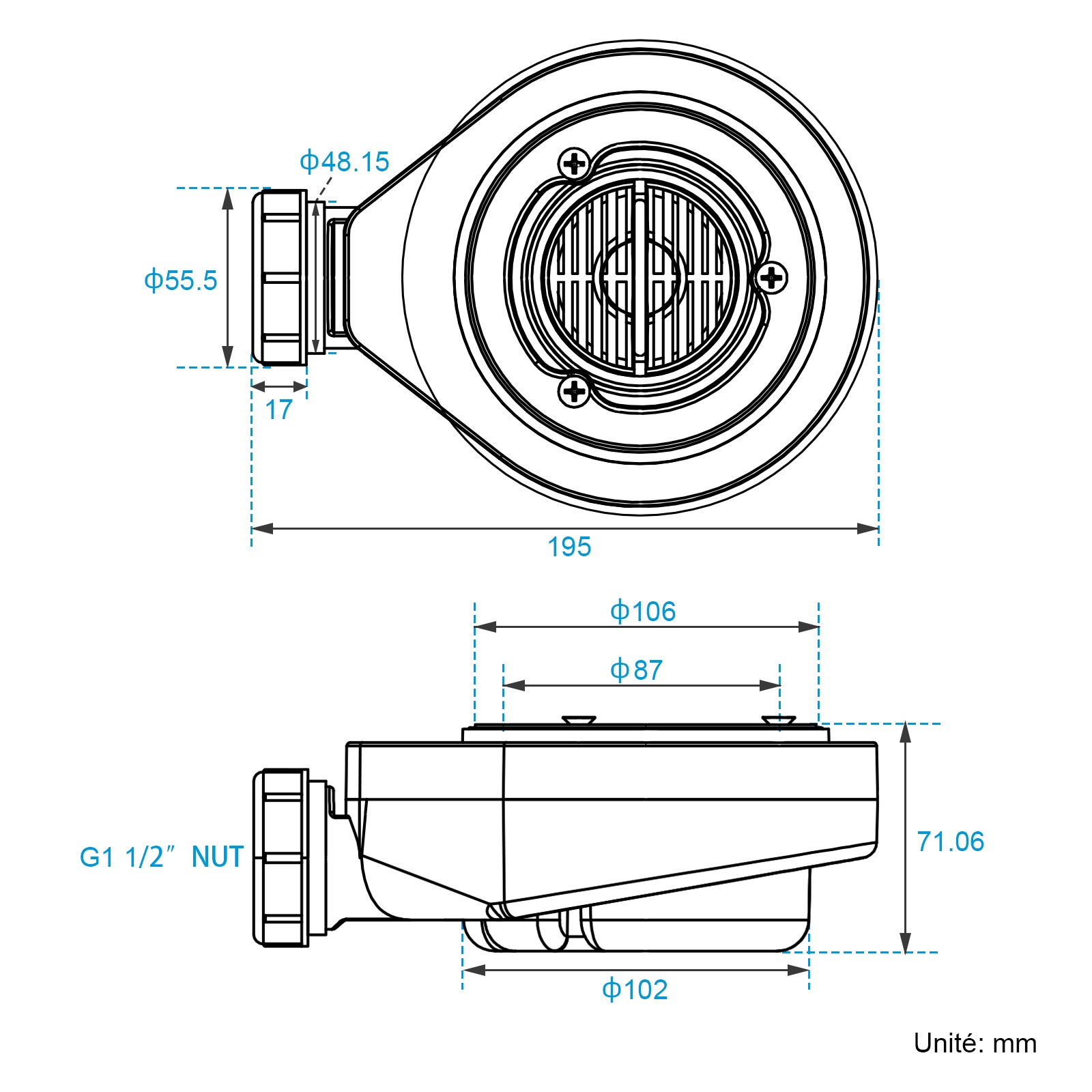 Heilmetz Receveur de Douche 90x90 cm Blanc Carré Ultra Plat en Résine Effet Pierre Antidérapant, avec bonde - 9