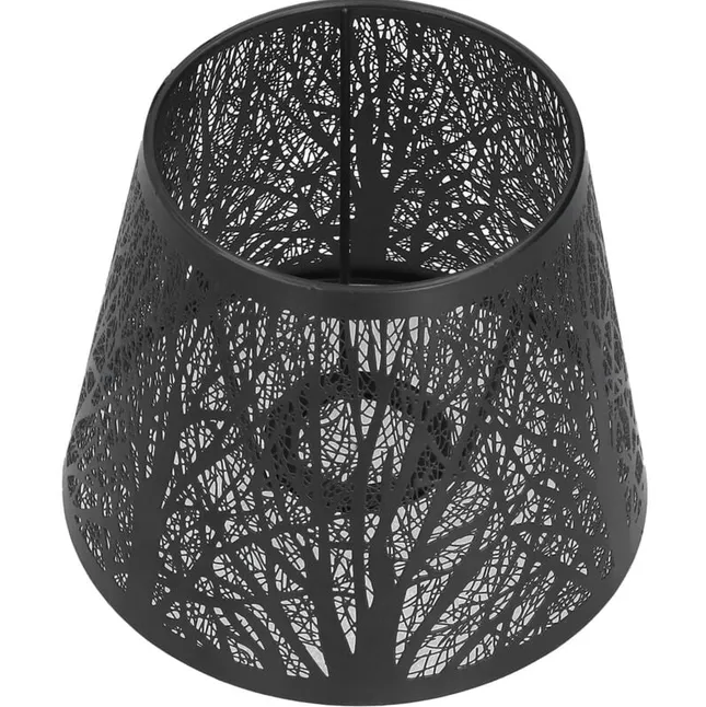 Kuty żelazny abażur wyrzeźbiony w kształcie drzewa leśnego E27 Mini abażur do lampki stołowej sypialnia nocna DecorBlack