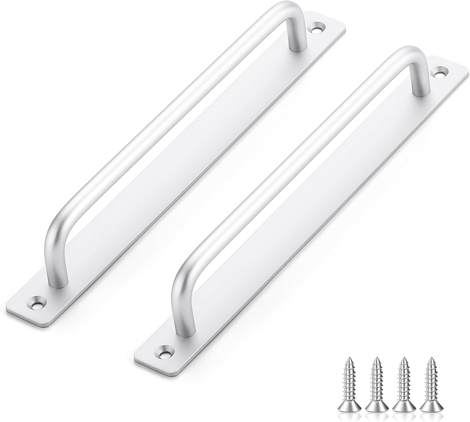 Klamka do drzwi przesuwnych 2-częściowa, długość 243 mm, z szyldem tylnym, wykonana ze stopu aluminium, odpowiednia do mebli, srebrna, ze śrubami
