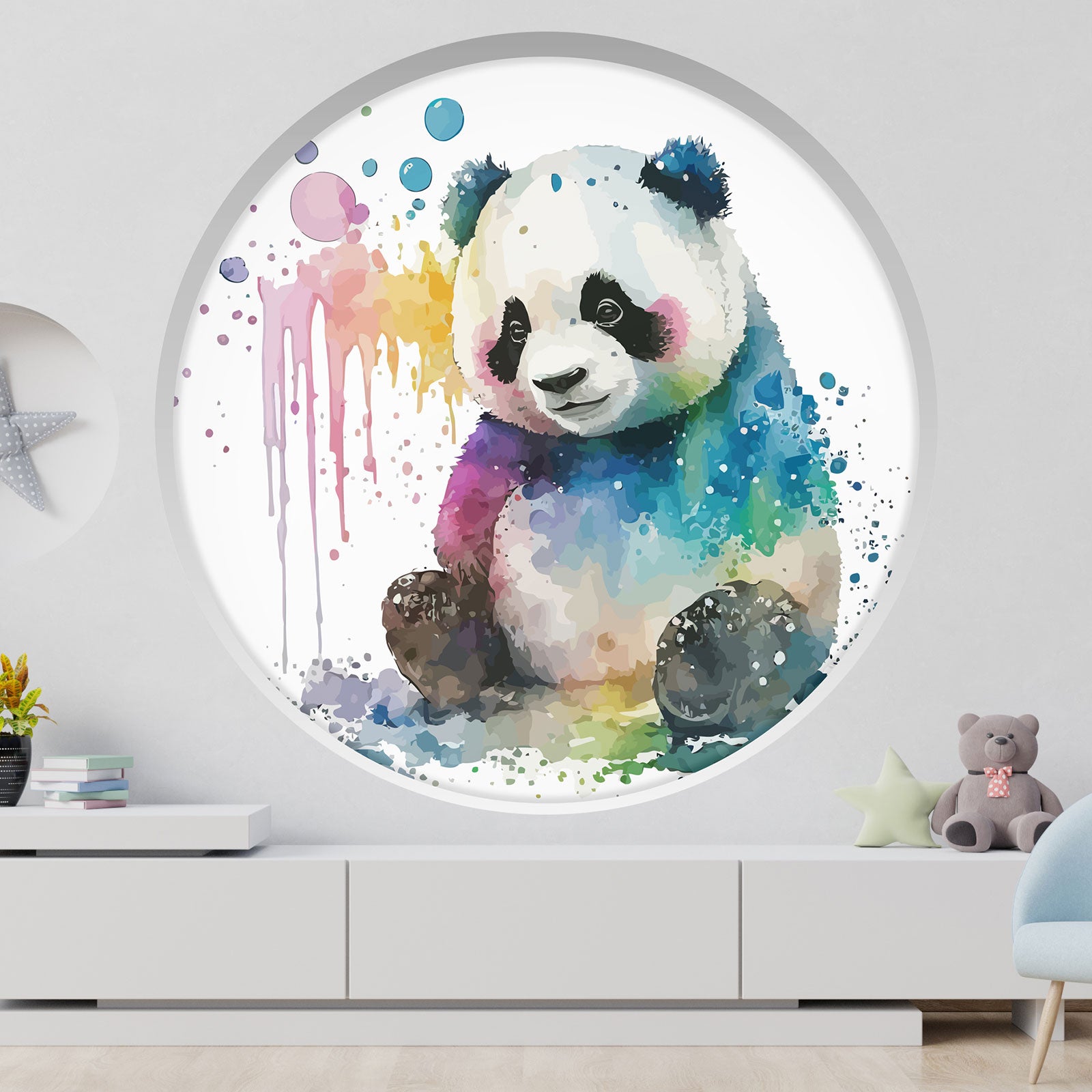 Stickers Trompe l'oeil Arche ronde Enfants - Panda - Diamètre 80 cm ...