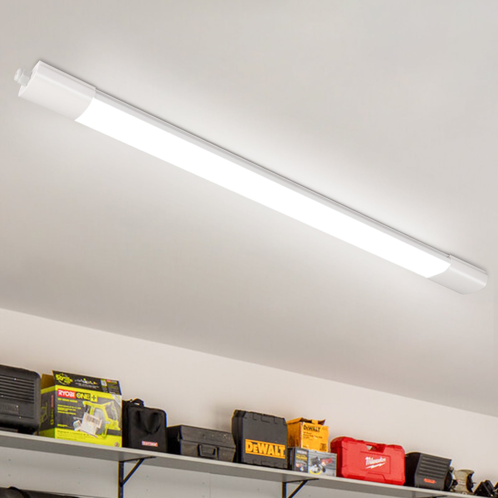 LOVHAUS Zestaw 4 listw LED do garażu Wodoodporny IP65 150cm, 5000lm, 45W Oświetlenie garażu z możliwością łączenia szeregowego, Neutralna biel