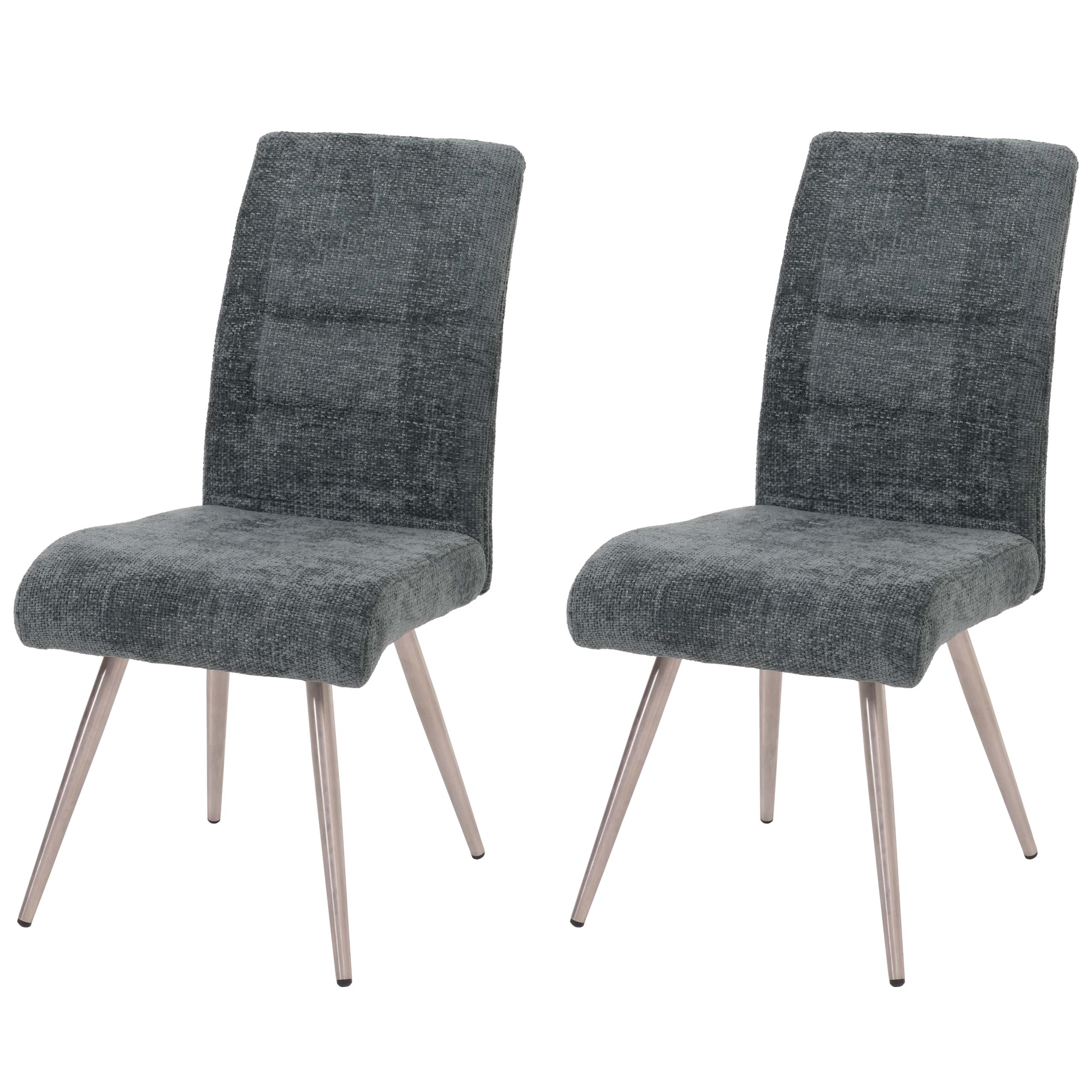 Zestaw 2 krzeseł do jadalni HWC-G55, krzesło kuchenne fotel, szczotkowana stal nierdzewna tkanina/tkanina szenilowa Oeko-Tex ~ niebiesko-zielony