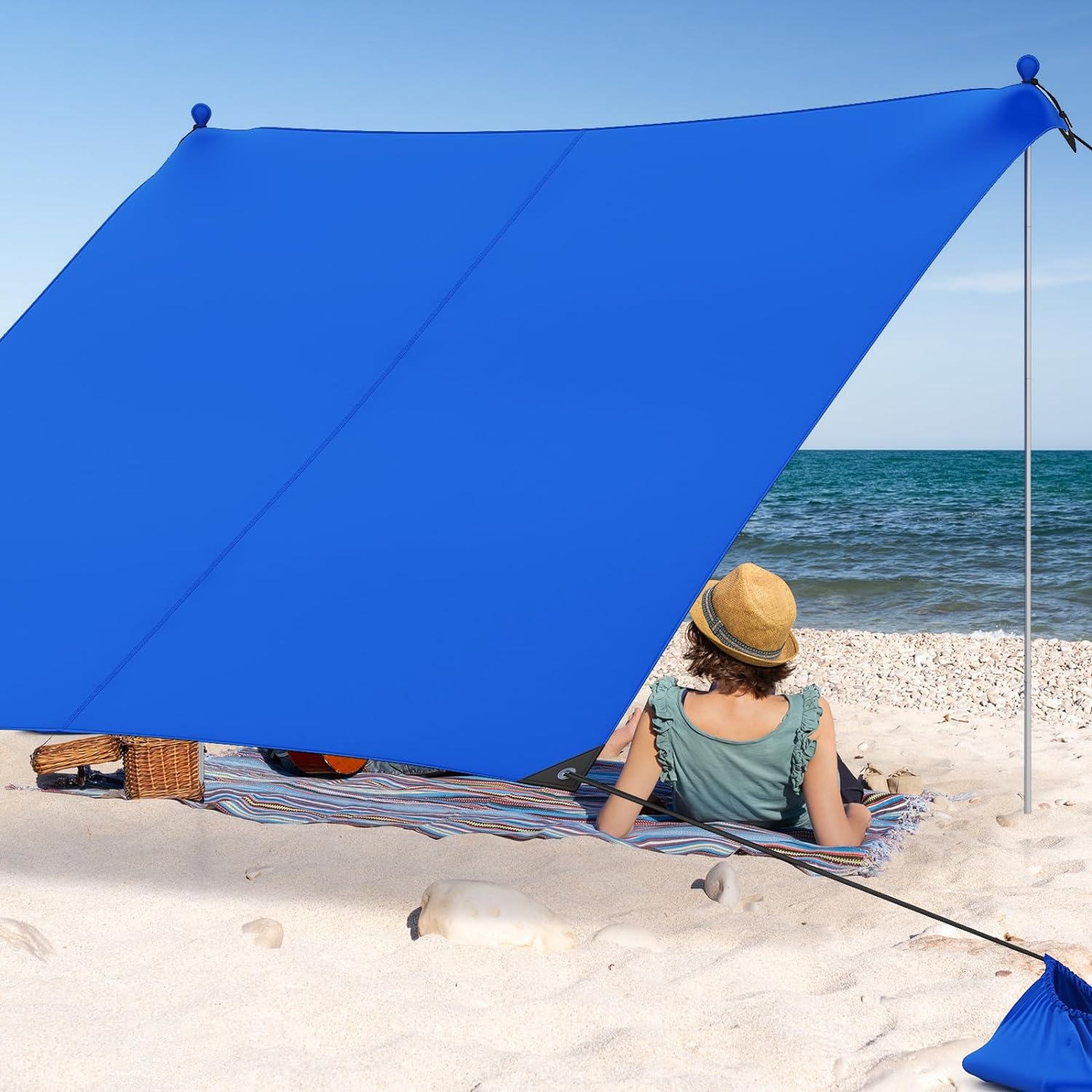 Tenda Spiaggia Protezione UV 80 Tenda Da Spiaggia Famiglia UPF 80+ - 170x140x115 Cm, 2 Porte, Finestre A Rete, Facile Montaggio
