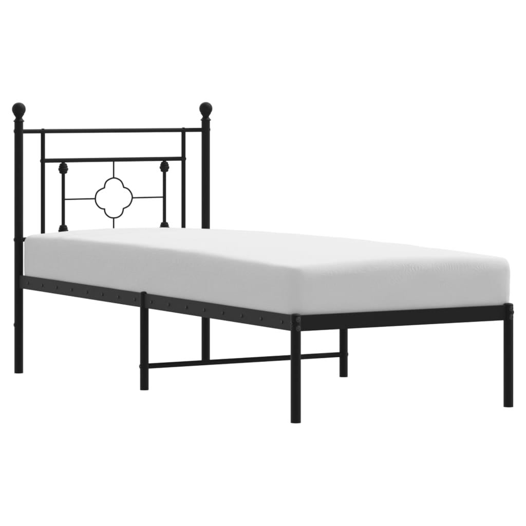 Łóżko Metalowe Czarne Rama Łóżka Ze Stelażem Do Sypialni Pokoju 80x200 cm