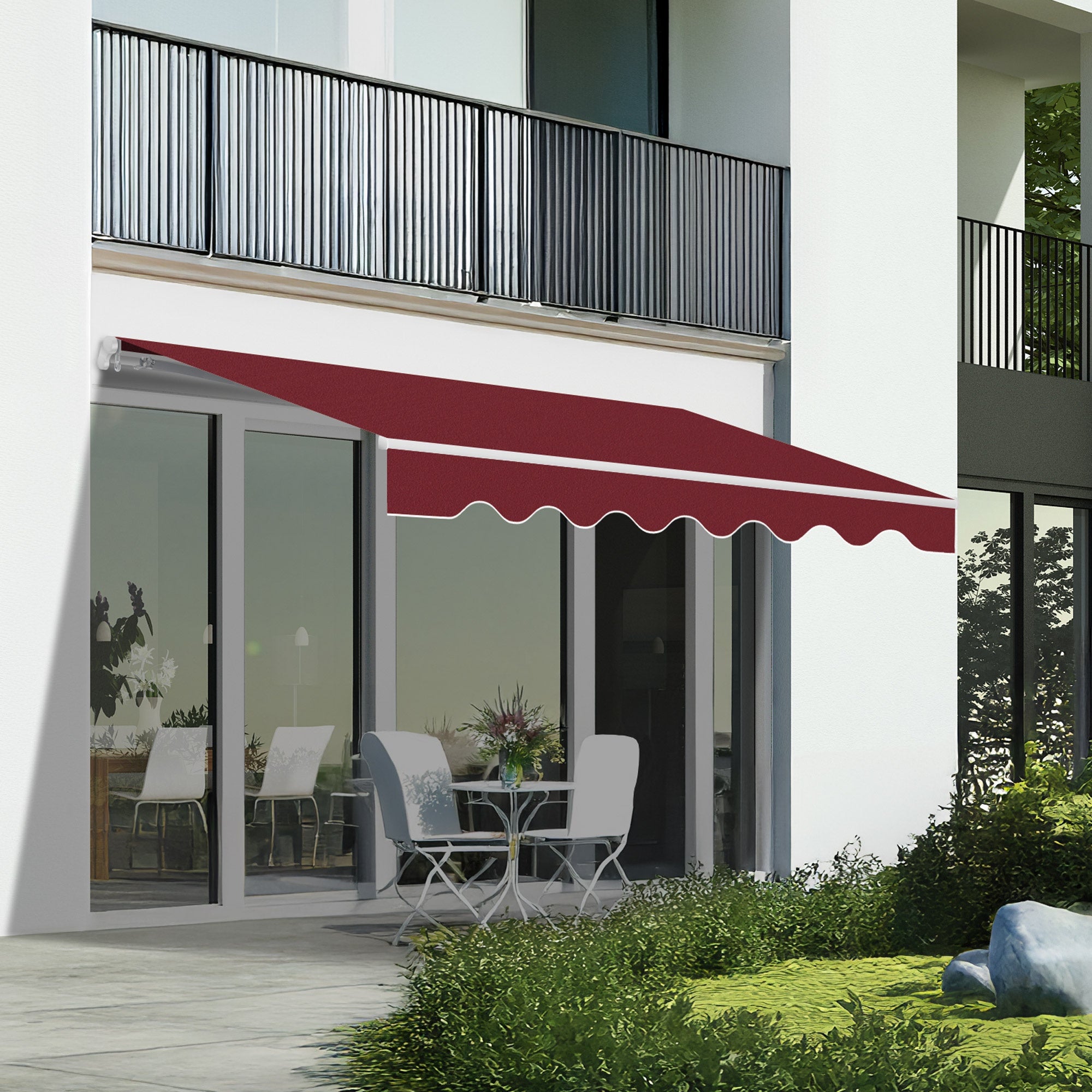 Tenda da Sole Manuale 2,5x2m Granata - Telo Poliestere – Struttura in Alluminio Inclinazione Regolabile - 2