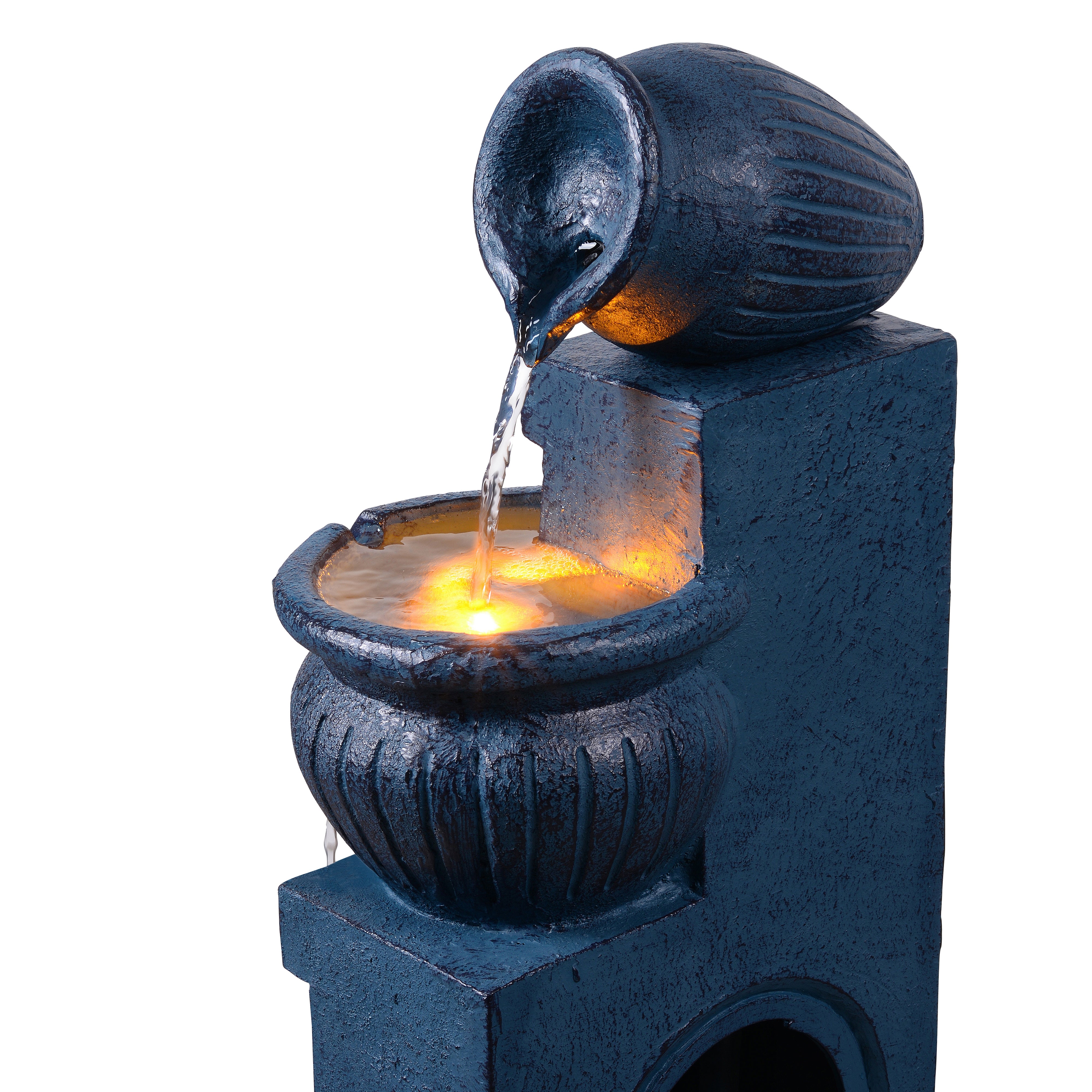 Fontaine solaire jardin 4 niveaux LED, 72cm, Bleu Marine, TEAMSON HOME - 2