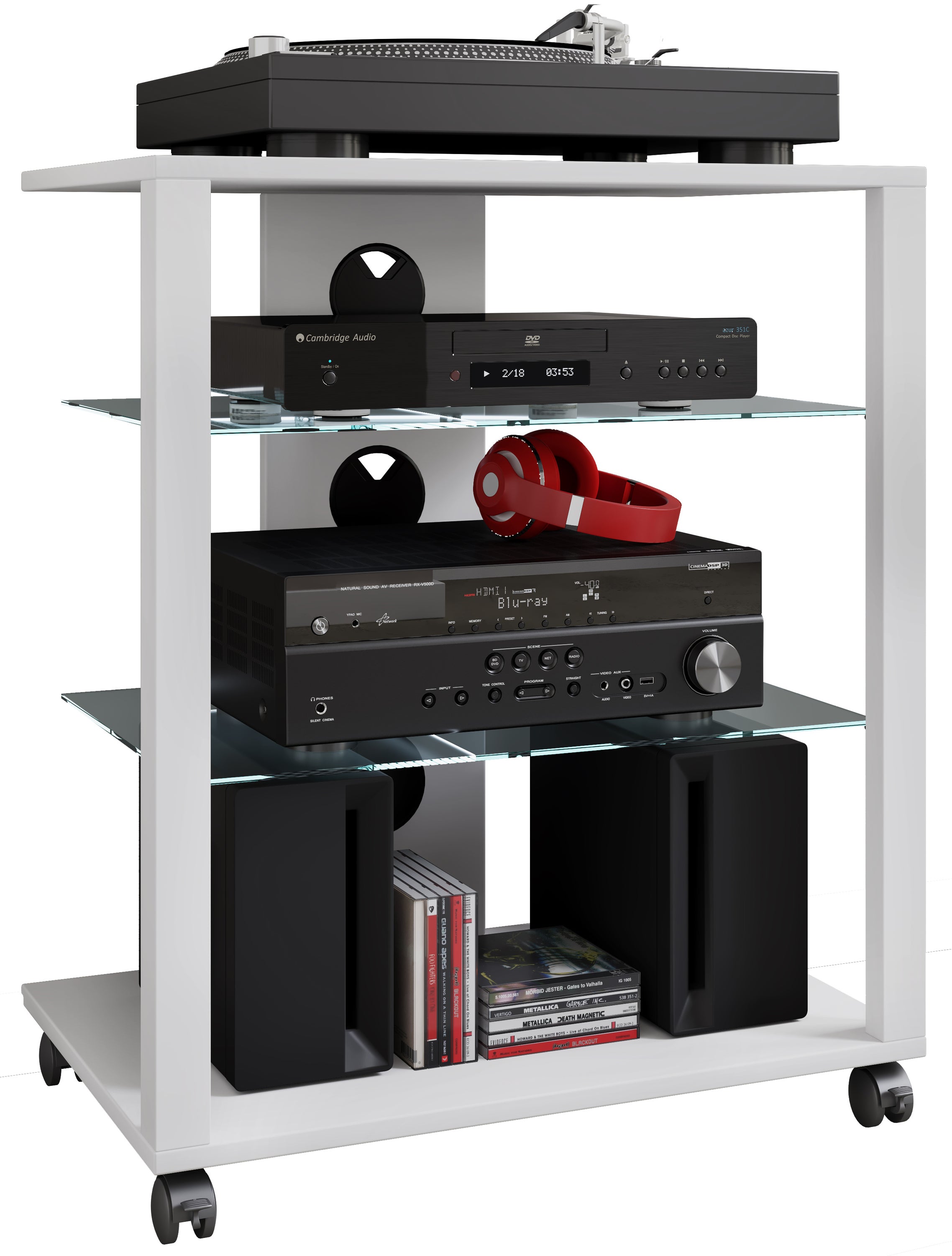 VCM Meble hifi Folas Biały H. 70 x B. 60 x T. 41 cm