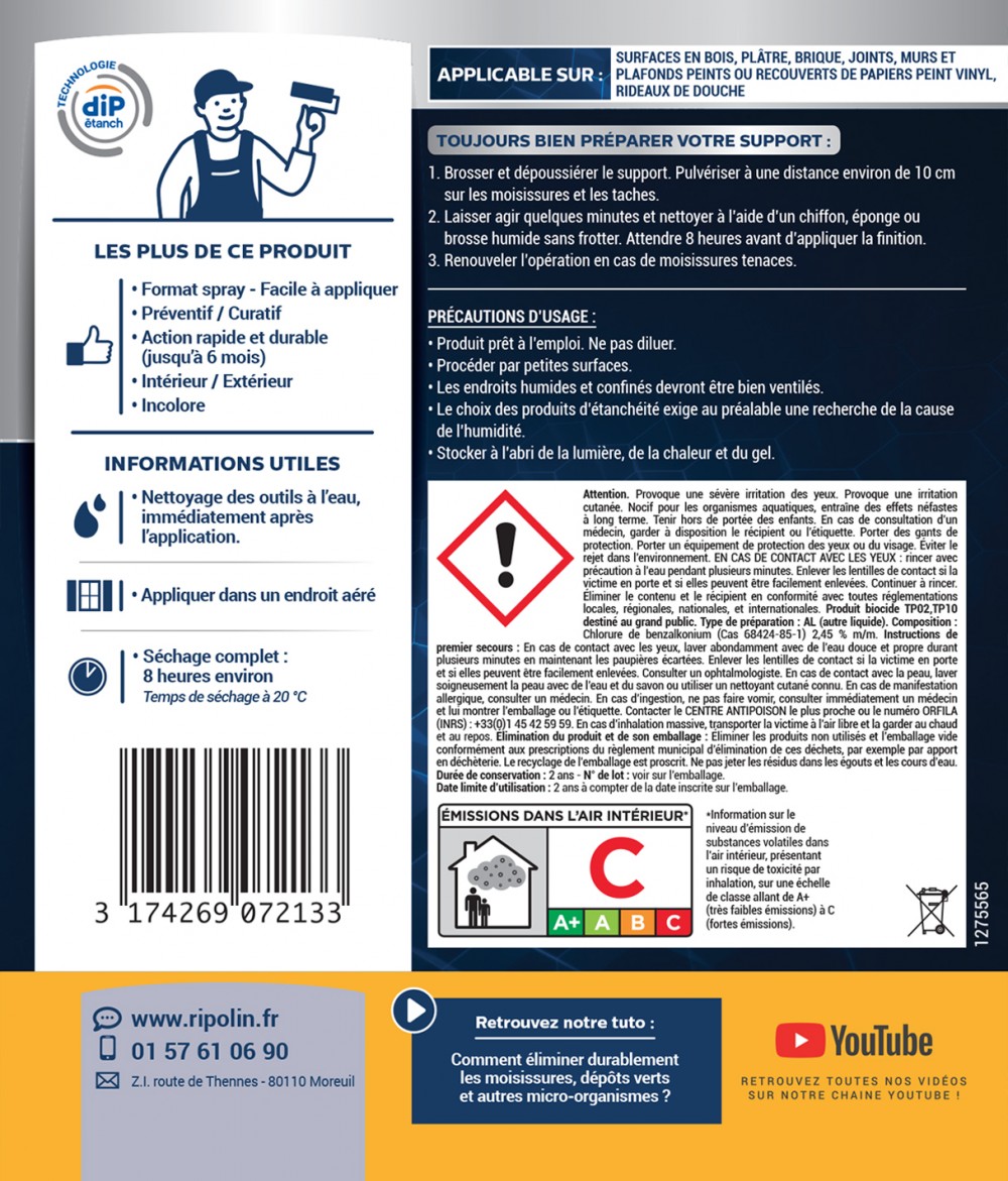 Producto antimoho Ripetanch, RIPOLIN incoloro 0,5 l - 2