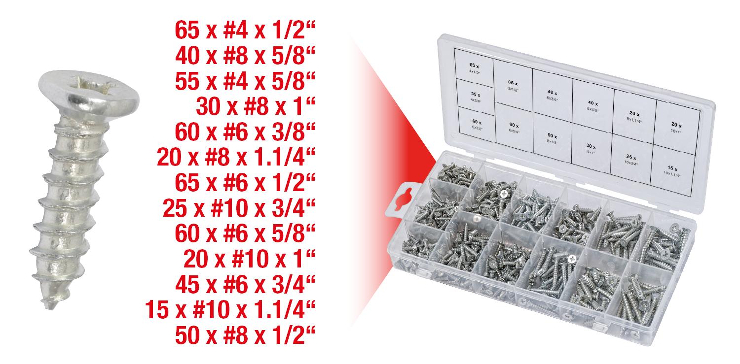 KSTOOLS - Assortiment de vis auto-taraudeuses bois, 550 pcs - 970.0430 - 7
