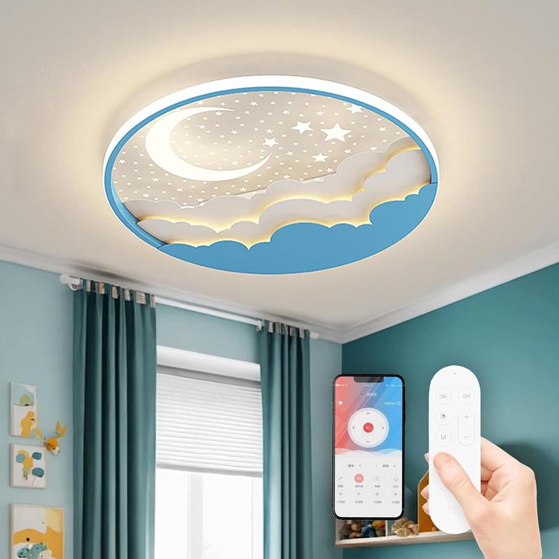 EOEO Applique Murale LED Lune 50cm Avec Télécommande - Lampe Chambre Enfant Variateur