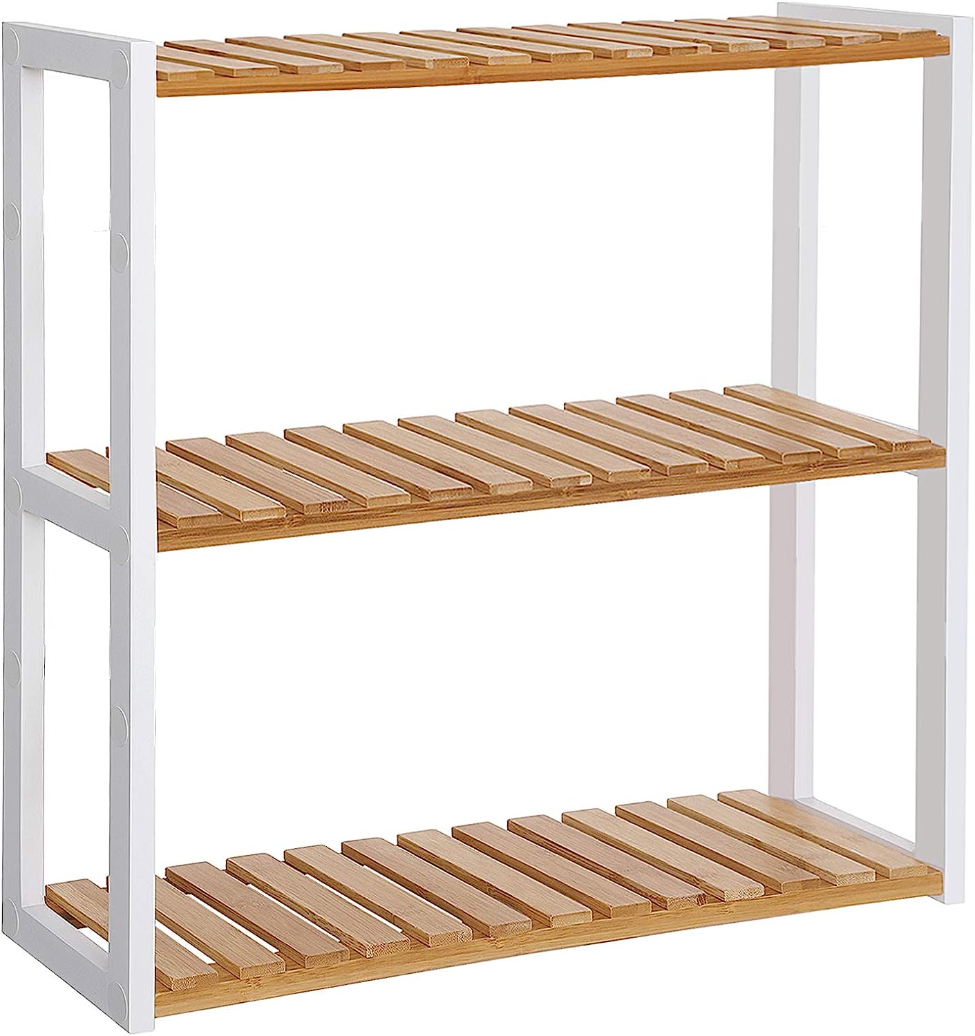 Songmics Natural + Blanco Estantería De Bambú Para Baño, - Imagen 3