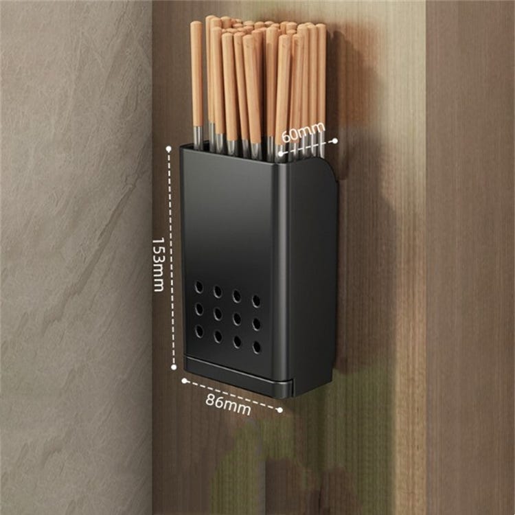 Organizer na sztućce montowany na ścianie: Utrzymaj porządek i styl w swojej kuchni. 8,6 x 6 x 15,3 cm. Opakowanie 2 szt. Czarny.