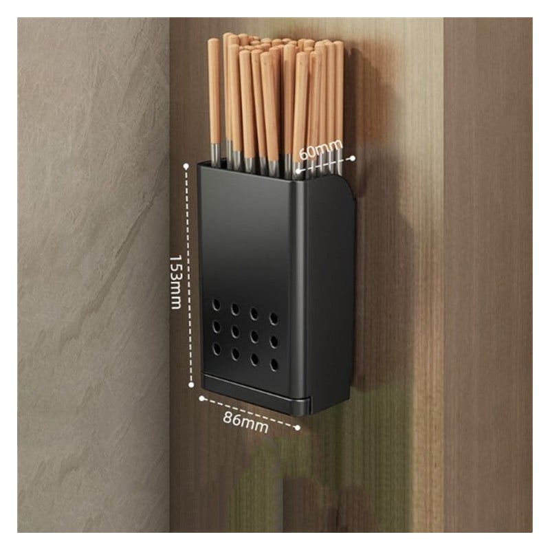 Organizer na sztućce montowany na ścianie: Utrzymaj porządek i styl w swojej kuchni. 8,6 x 6 x 15,3 cm. Opakowanie 2 szt. Czarny.