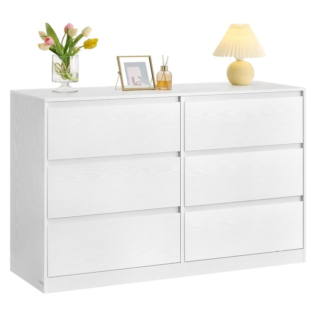 Cómoda de 6 cajones para dormitorio, cajonera de estilo moderno, perfecto para pasillo, salón, dormitorio, color blanco
