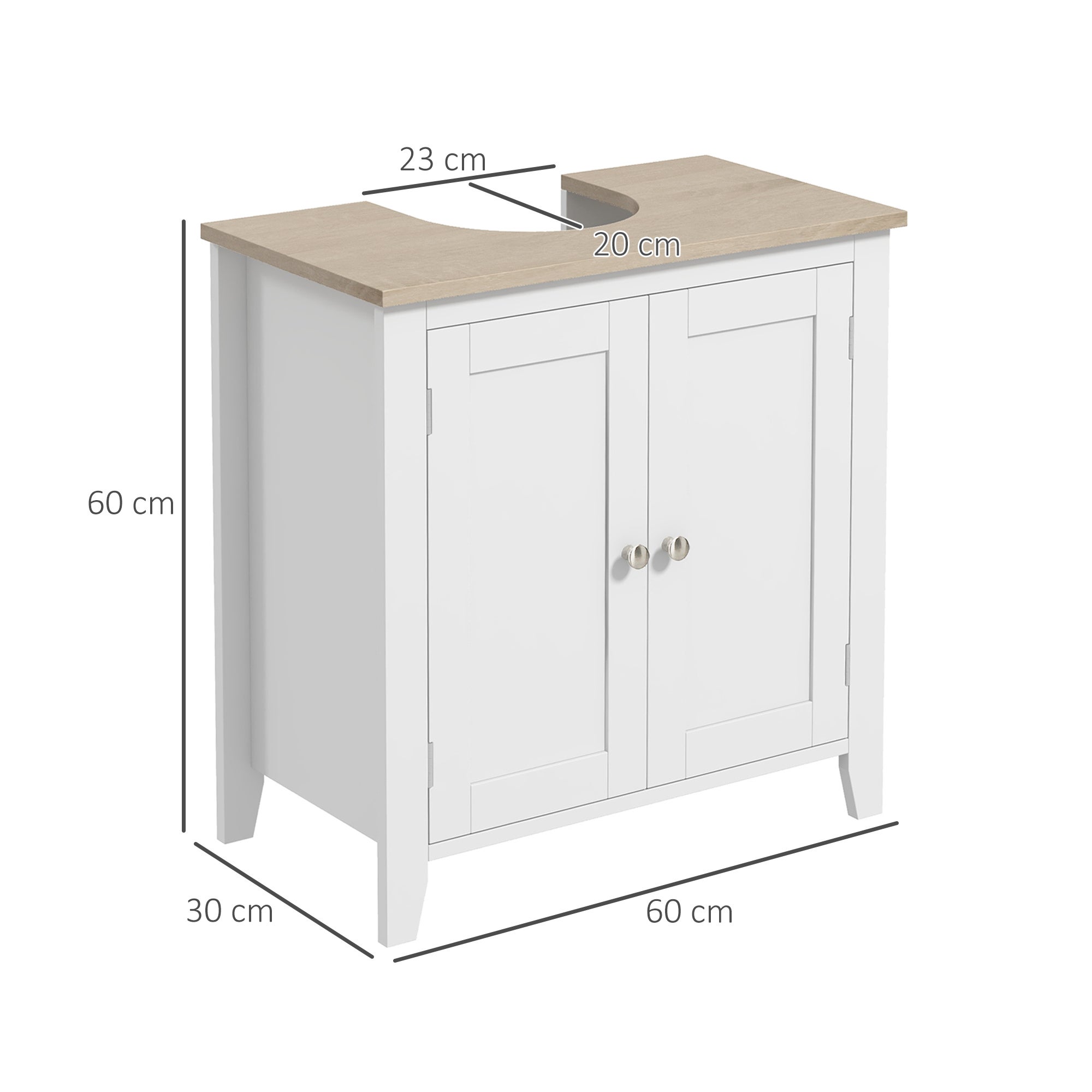 Kleankin armoire de toilette avec 2 portes et pied 60x30x60 cm blanc_834-306 - 3