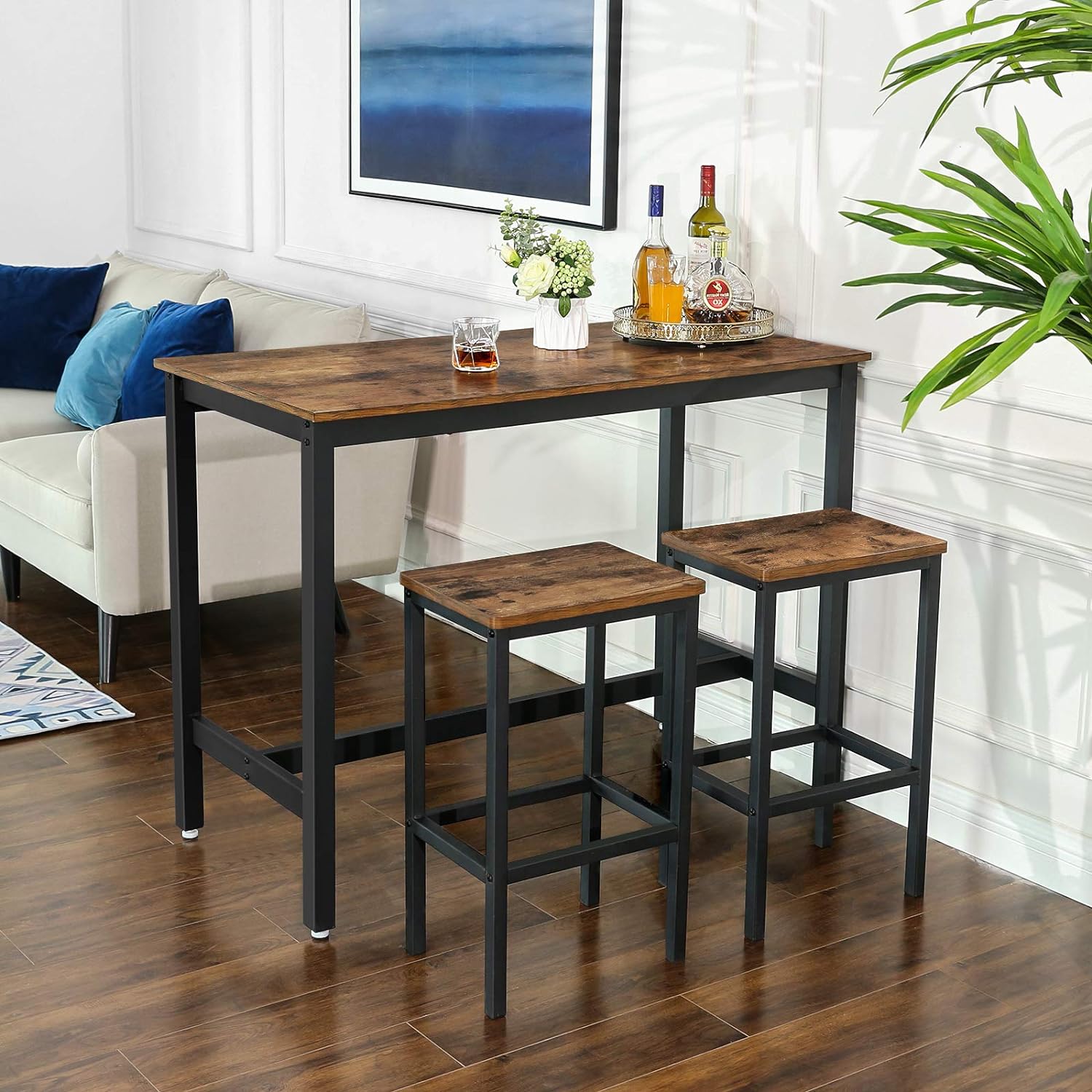 Set Di 2 Sgabelli Da Bar Industriali Con Schienale – Altezza Regolabile 64-84 Cm, Seduta In Legno, Struttura In Metallo, Stile Retrò - 4