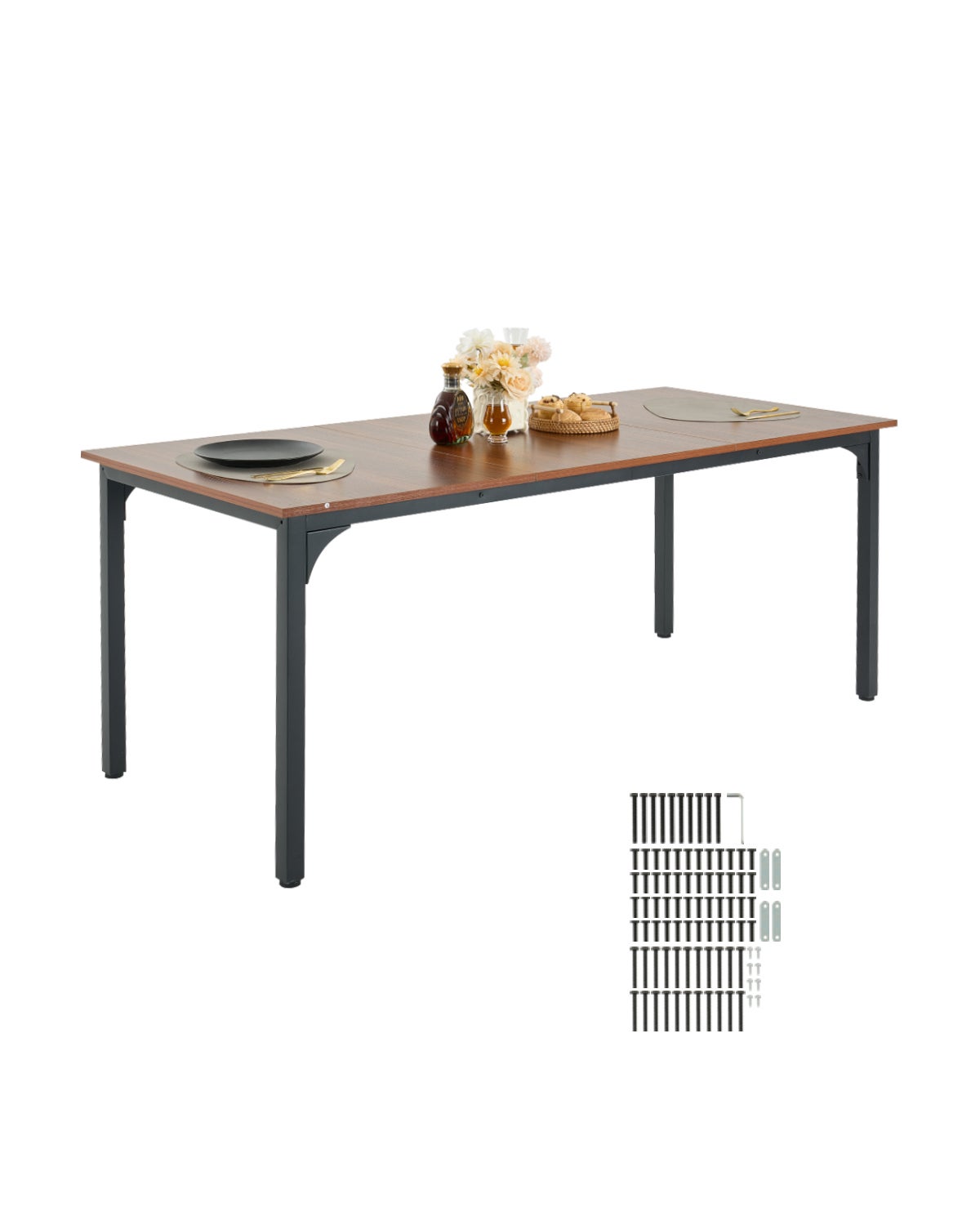 Stół jadalny prostokątny Stół kuchenny (tylko stół) Stół do jadalni 180 cm Brązowy VEVOR