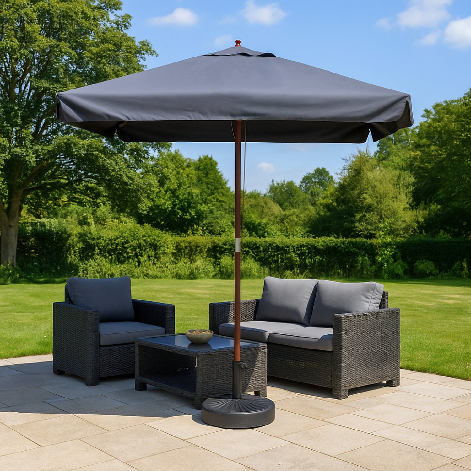 Parasol gris droit rond 3 x 3 m PALAWAN - 4
