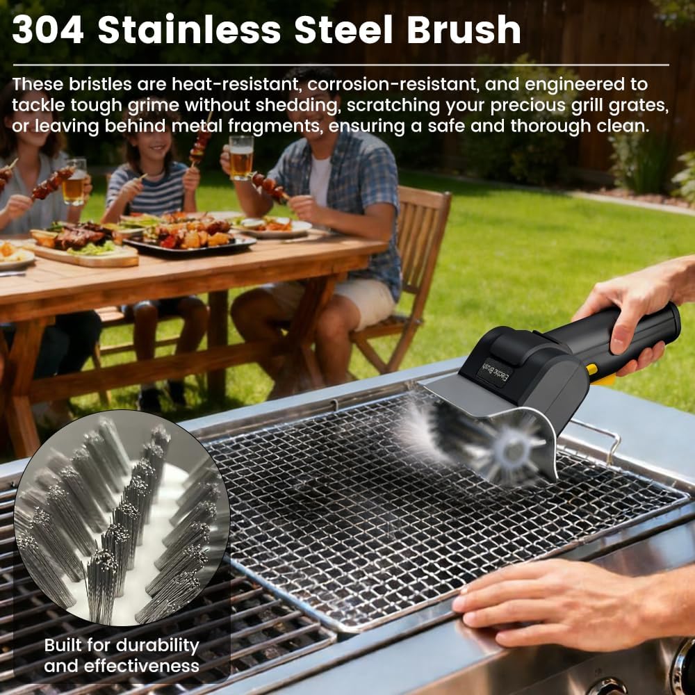Brosse de nettoyage pour barbecue d'extérieur, tête sans balais en acier inoxydable, brosse de nettoyage pour barbecue sans fil et rechargeable - 5