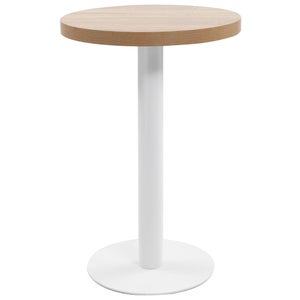 Table De Bistro 80x80 Cm - Dessus MDF Marron Clair, Pied Acier Noir - Hauteur 75 Cm - Pour 2 Personnes