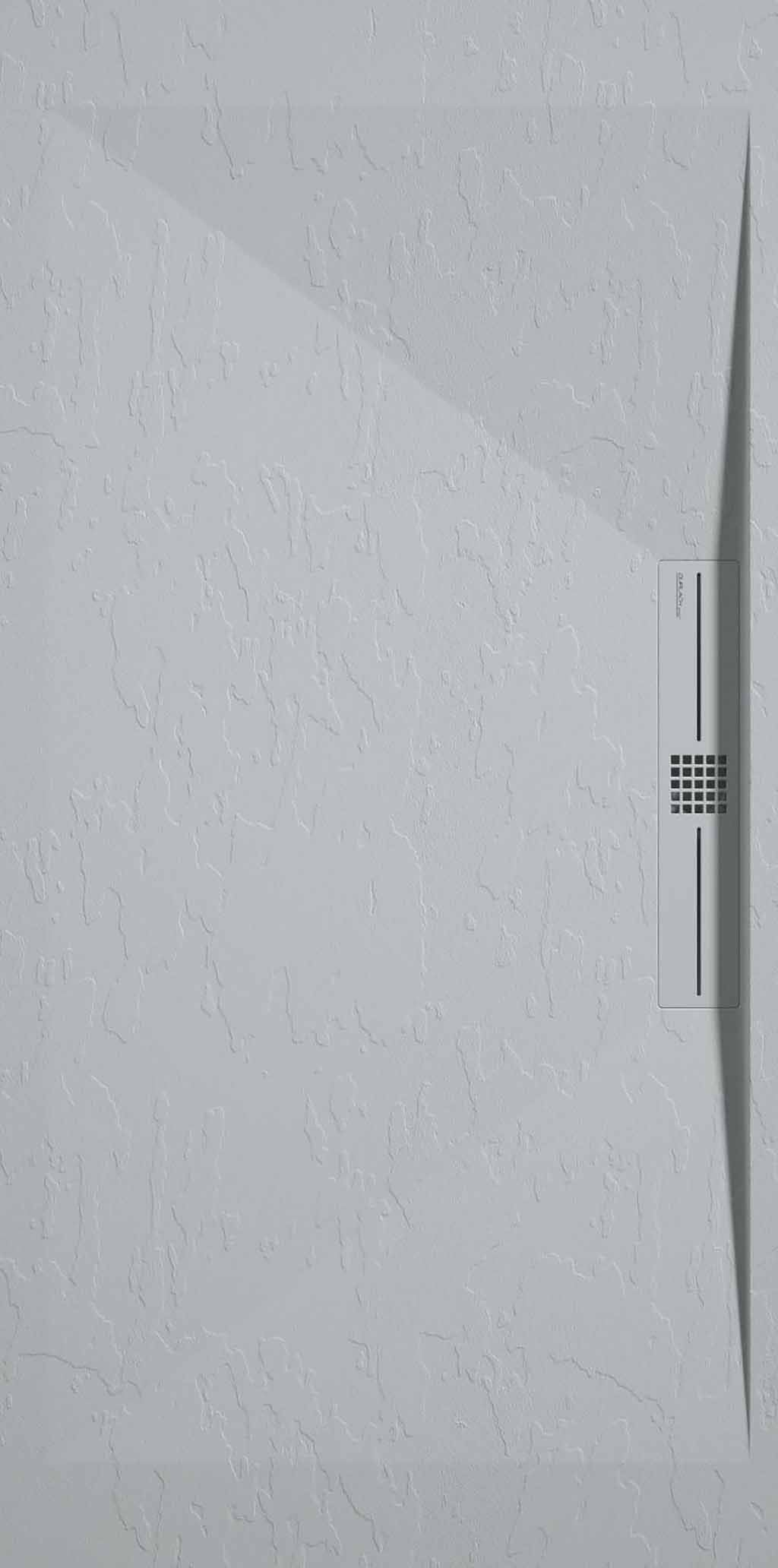 Plato de ducha gris 7035, acabado pizarra stone side, rejilla de color - 150 x 70 cm