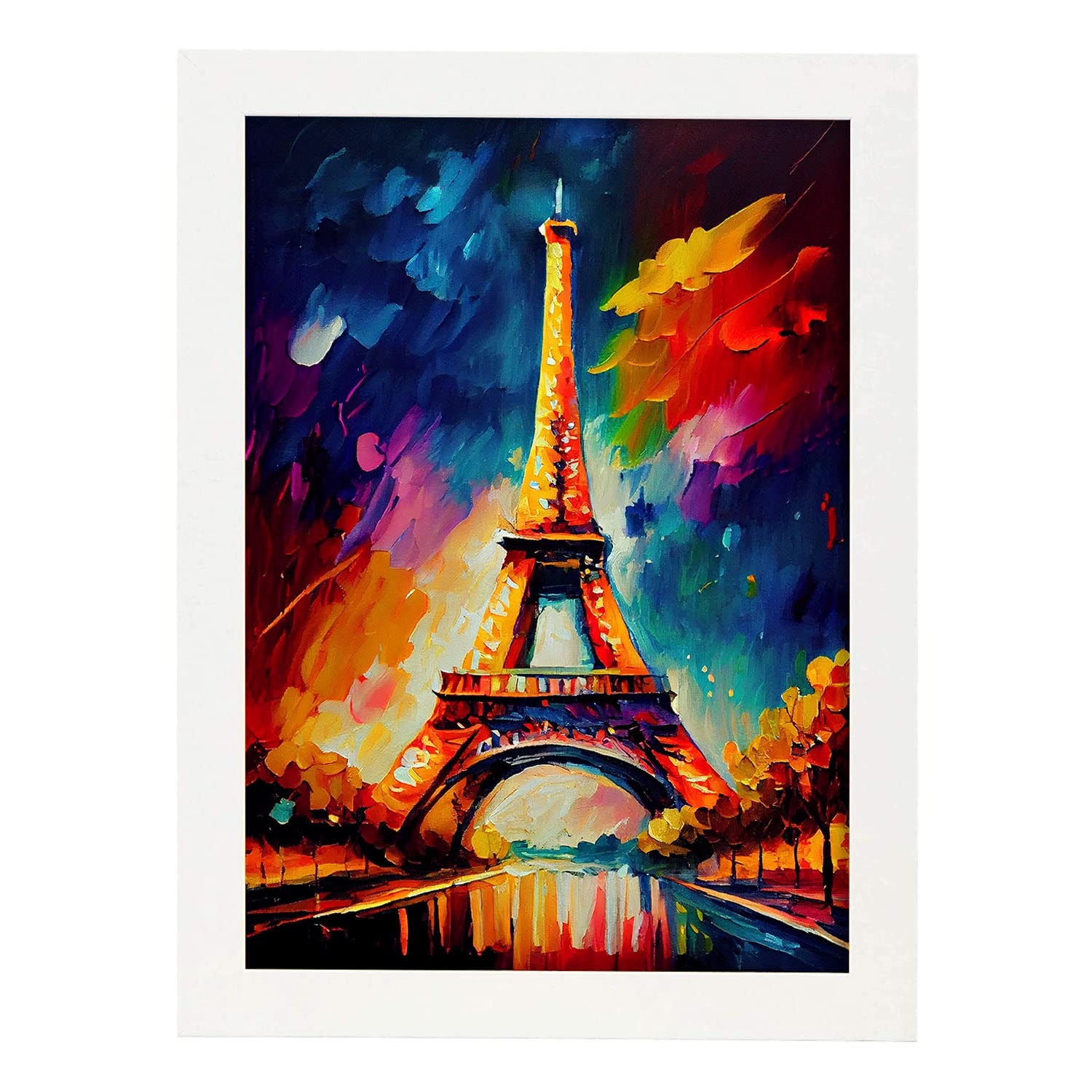 Nacnic poster de torre eiffel en estilo pintura al óleo ilustraciones de monumentos en estilo fotográfico a todo color diseño y a3 marcos blanco
