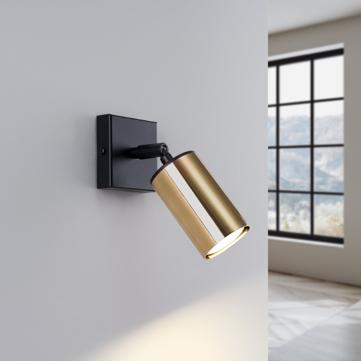 Kinkiet GLOIS czarny/złoty LED 3000K - 8x8x18.5cm Sollux