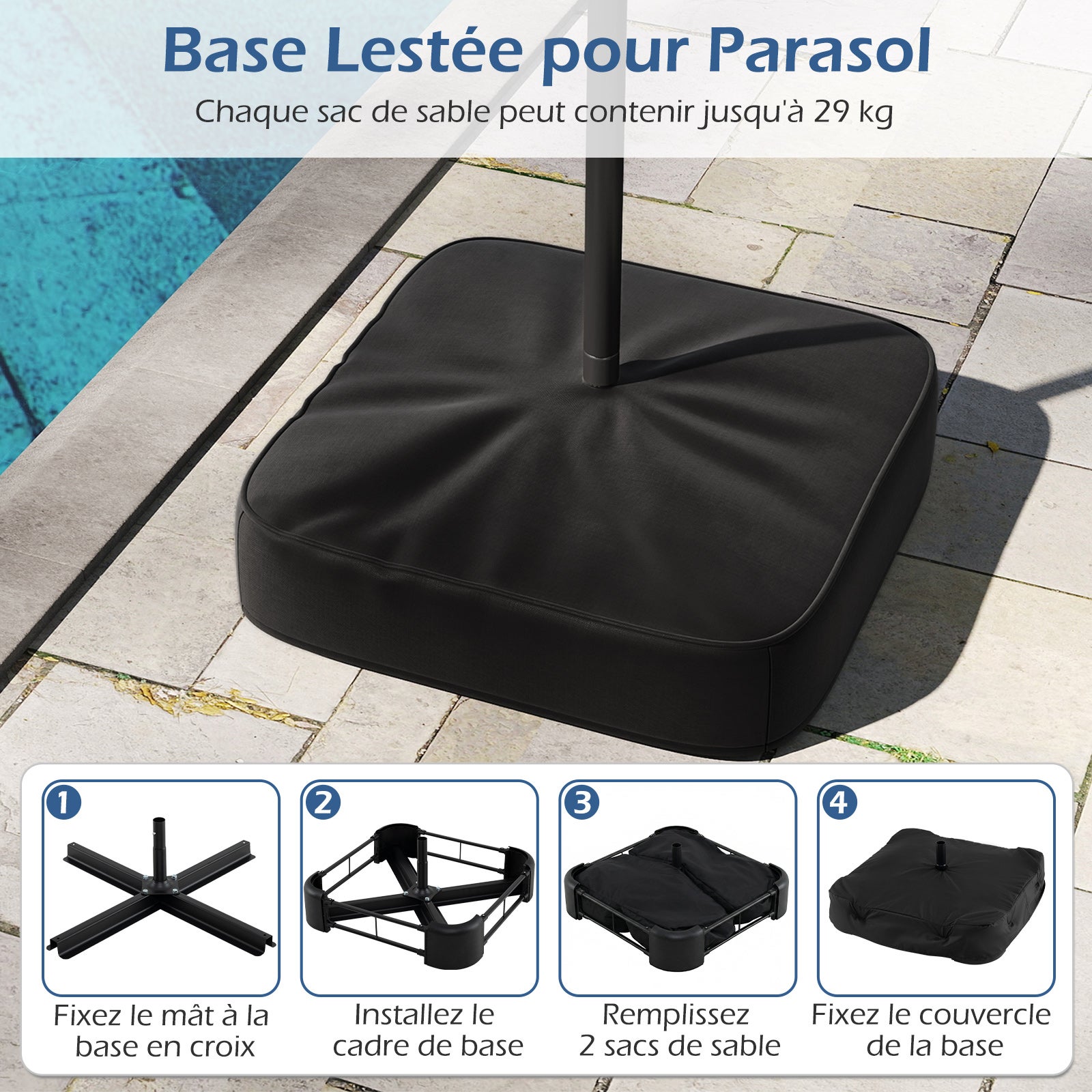 Guarda-sol duplo de jardim 396 x 201 CM, guarda-sol extra grande com manivela e base robusta, guarda-sol duplo para pátio, pátio, terraço, cin - 6