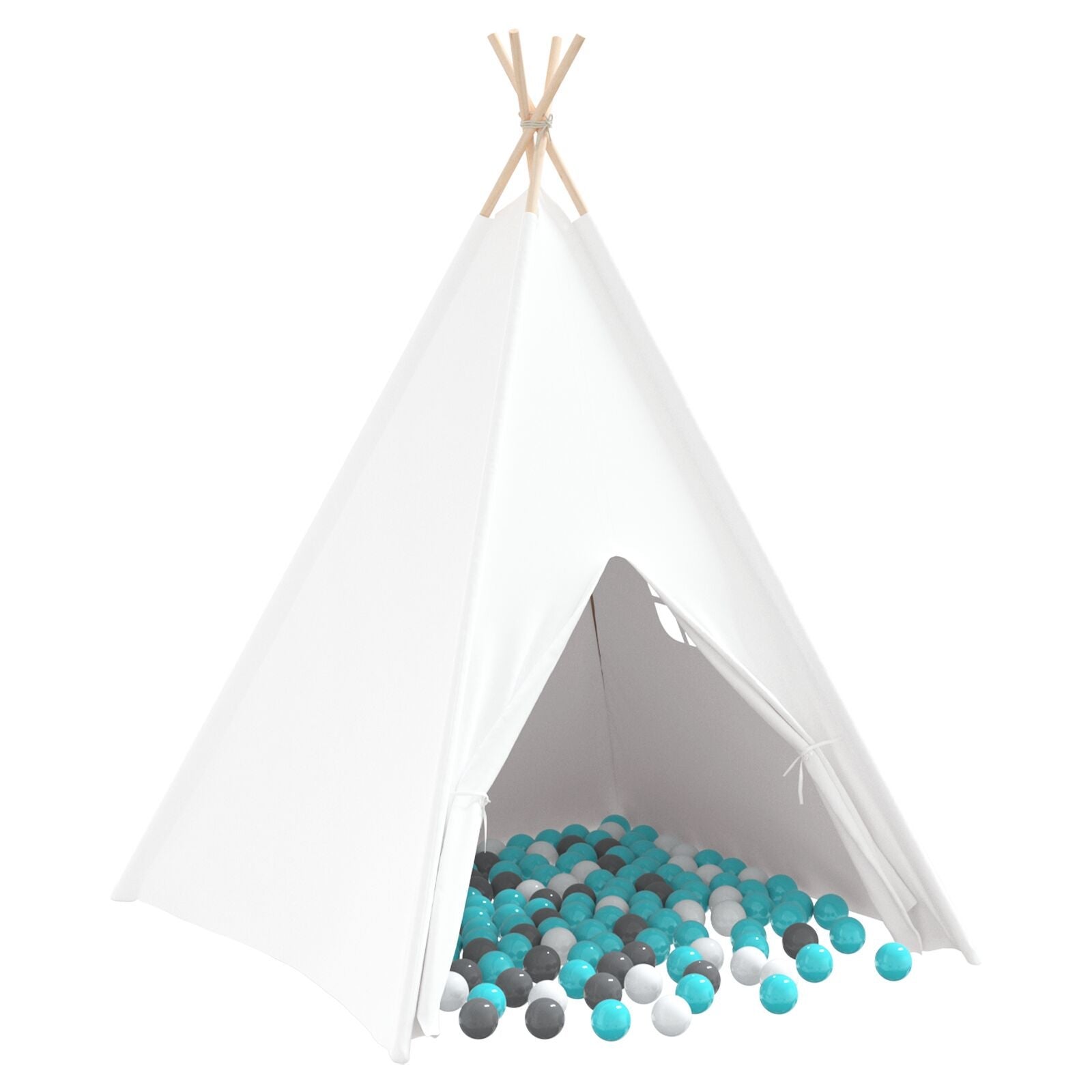 Namiot Teepee Biały 120 x 120 x 150 cm Tkanina i Plastik