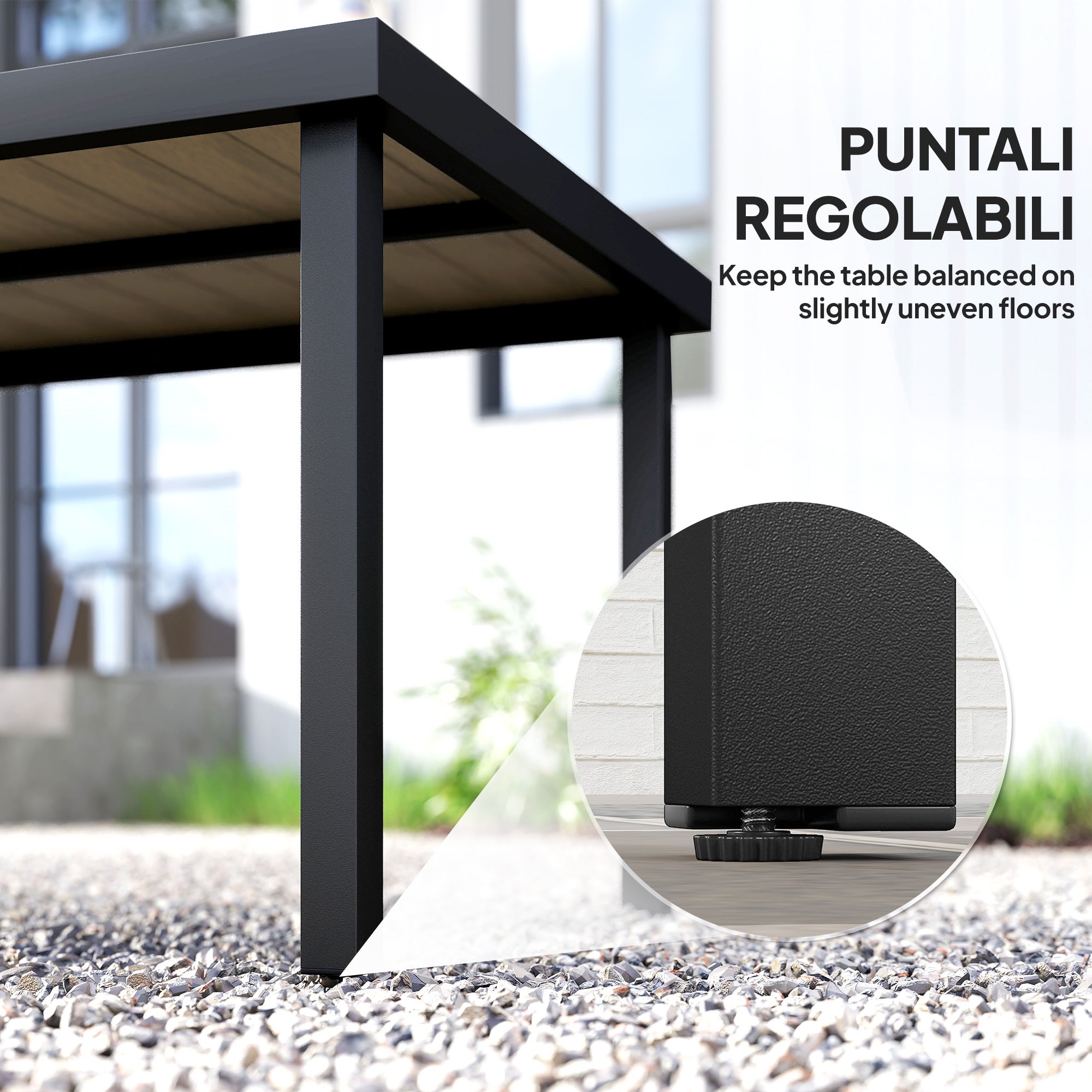 Tavolo da Pranzo da Giardino per 8 Persone in Alluminio e Plastica, Legno Scuro e - 9