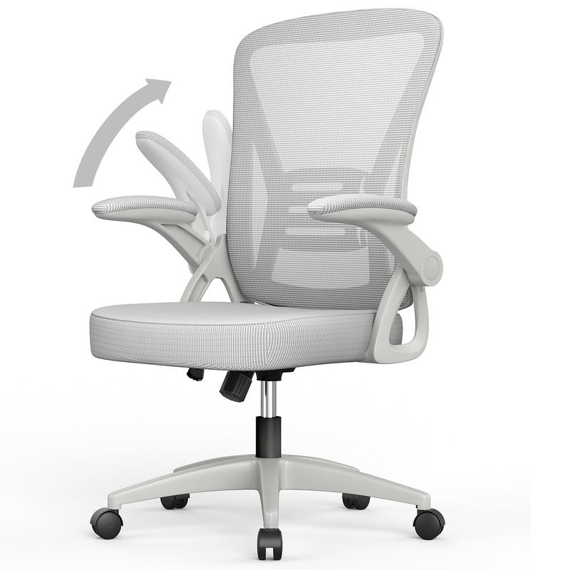 Fotel biurowy ergonomiczny RATTANTREE – z kółkami – podparcie lędźwiowe, regulowane oparcie – regulowana wysokość – szary