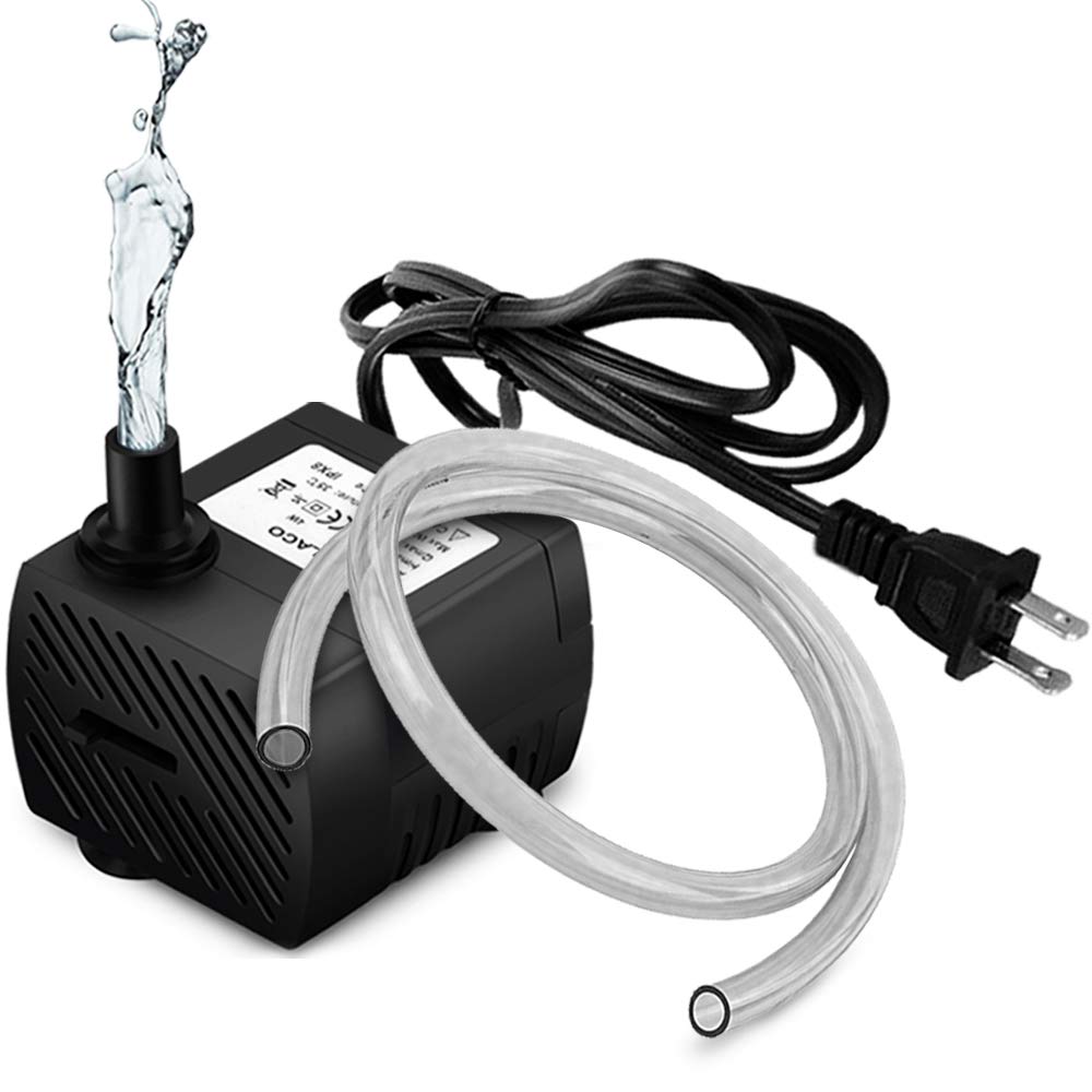 Mini pompa wodna (350 l/h, 5 W), ultra cicha pompa do akwarium o wysokim podnoszeniu, z kablem zasilającym o długości 1,5 m, 2 dysze