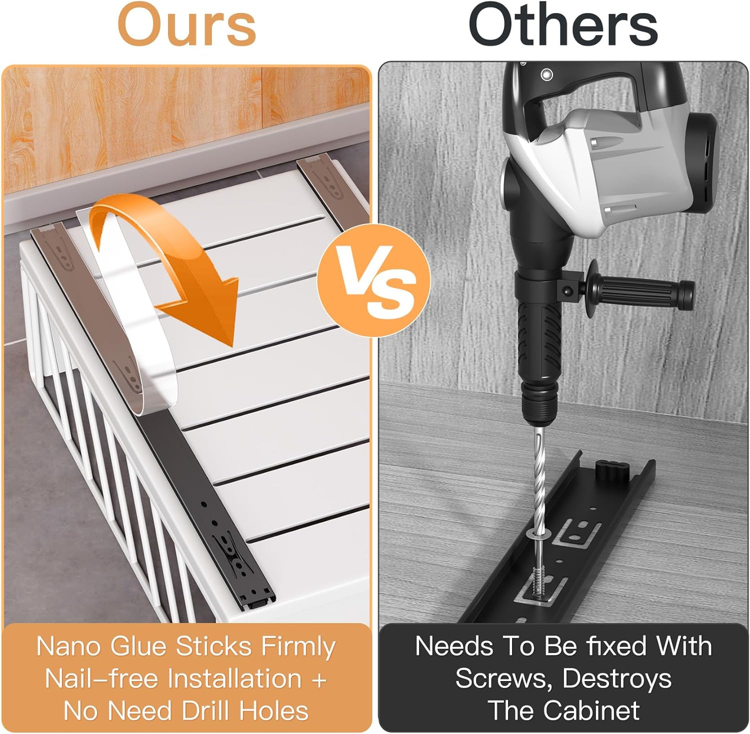 Przesuwne szuflady kuchenne, organizery do szafek przesuwnych, kosze siatkowe z uchwytami, 30 cm, białe - 3