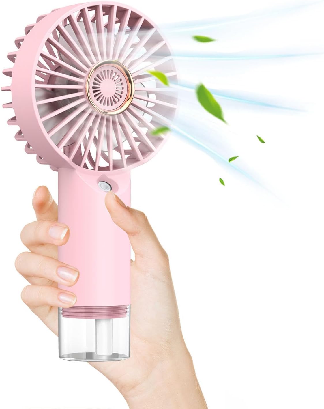 Przenośny wentylator natryskowy – miniaturowy wentylator ręczny z akumulatorem USB – przenośny klimatyzator – różowy