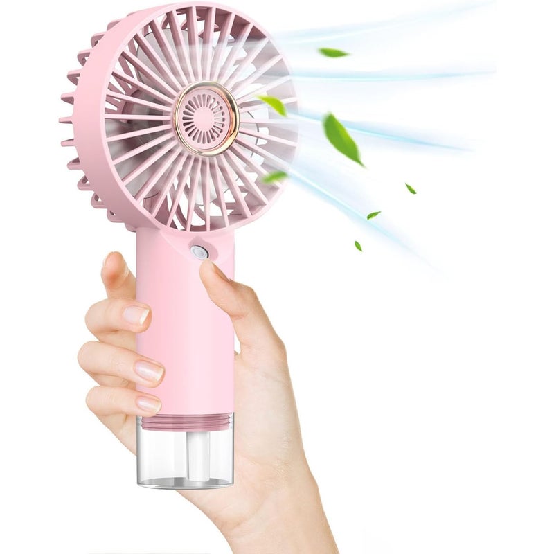 Przenośny wentylator natryskowy – miniaturowy wentylator ręczny z akumulatorem USB – przenośny klimatyzator – różowy