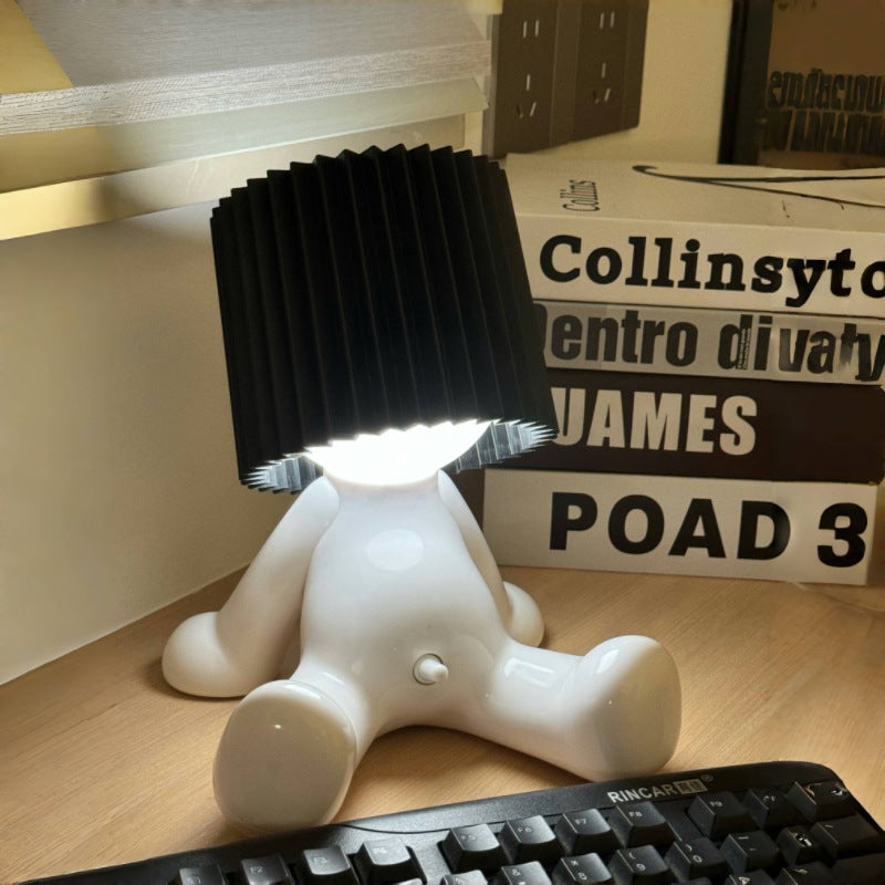Zabawna lampka stołowa LED, kreatywna lampka nocna Little Shy Man, ładowalna lampka stołowa USB, ciepłe światło (czarna)