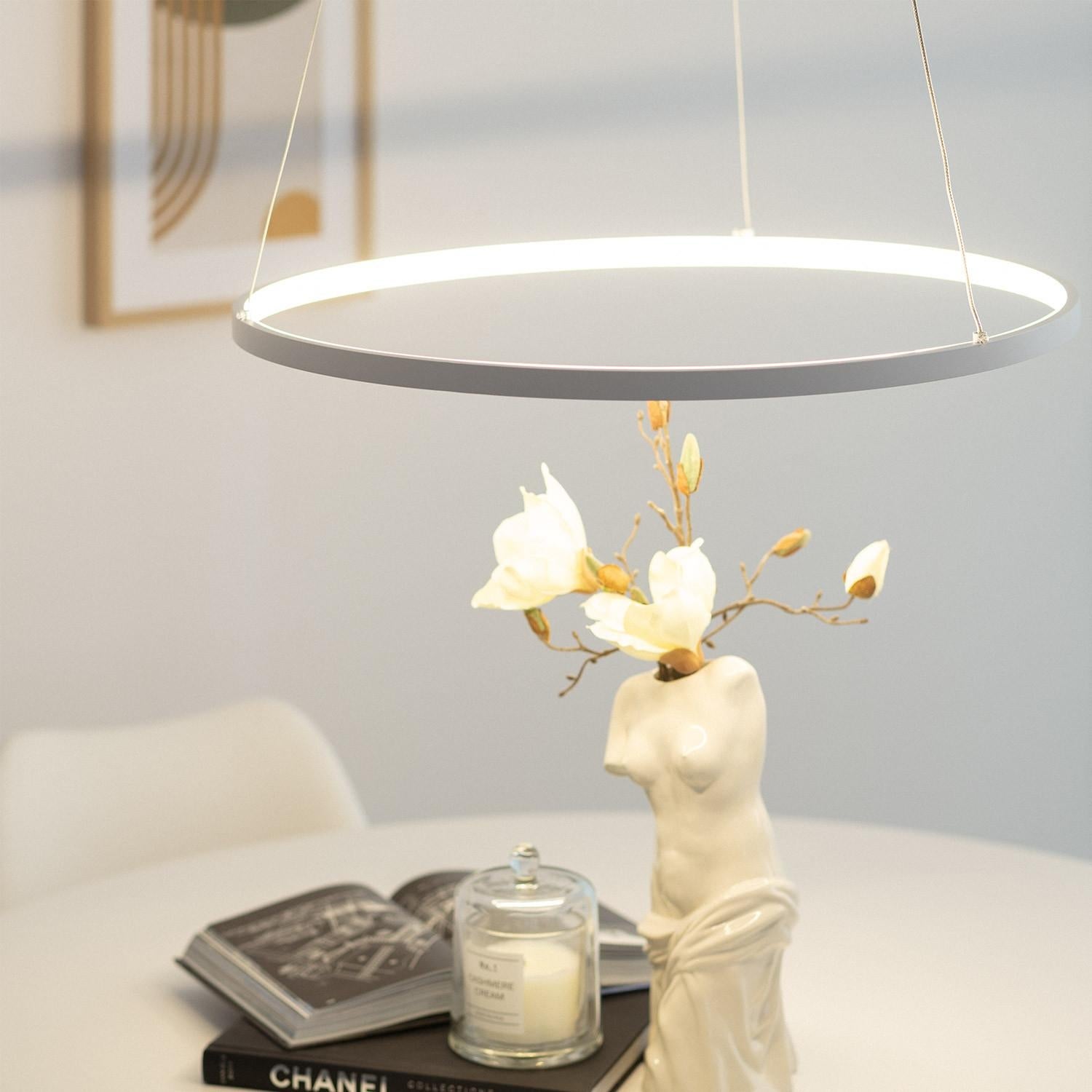 Lampada Da Terra Reflect - Design Moderno Con Base In Marmo - Compatibile LED E27 - Bianco/Nero - Foto 9