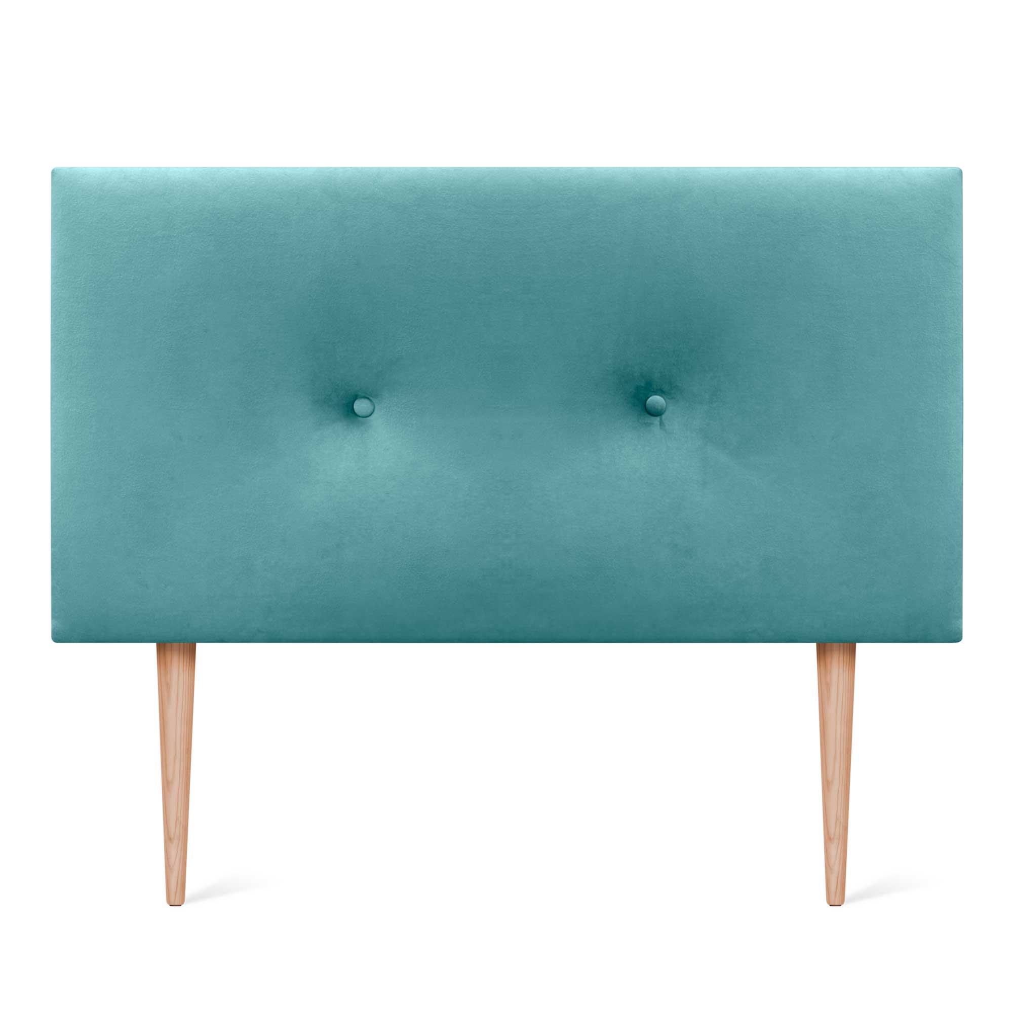 DHOME Testiera in velluto liscio con bottoni e gambe alta gamma moderna testiera imbottita per letto di lusso camera da (Turquoise, 95x115cm) - 3