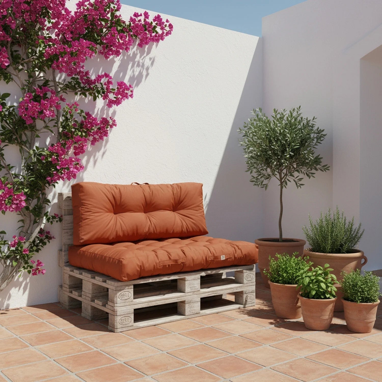 Coussins matelas pour palette 120X80X20 en polyester terracotta - 2