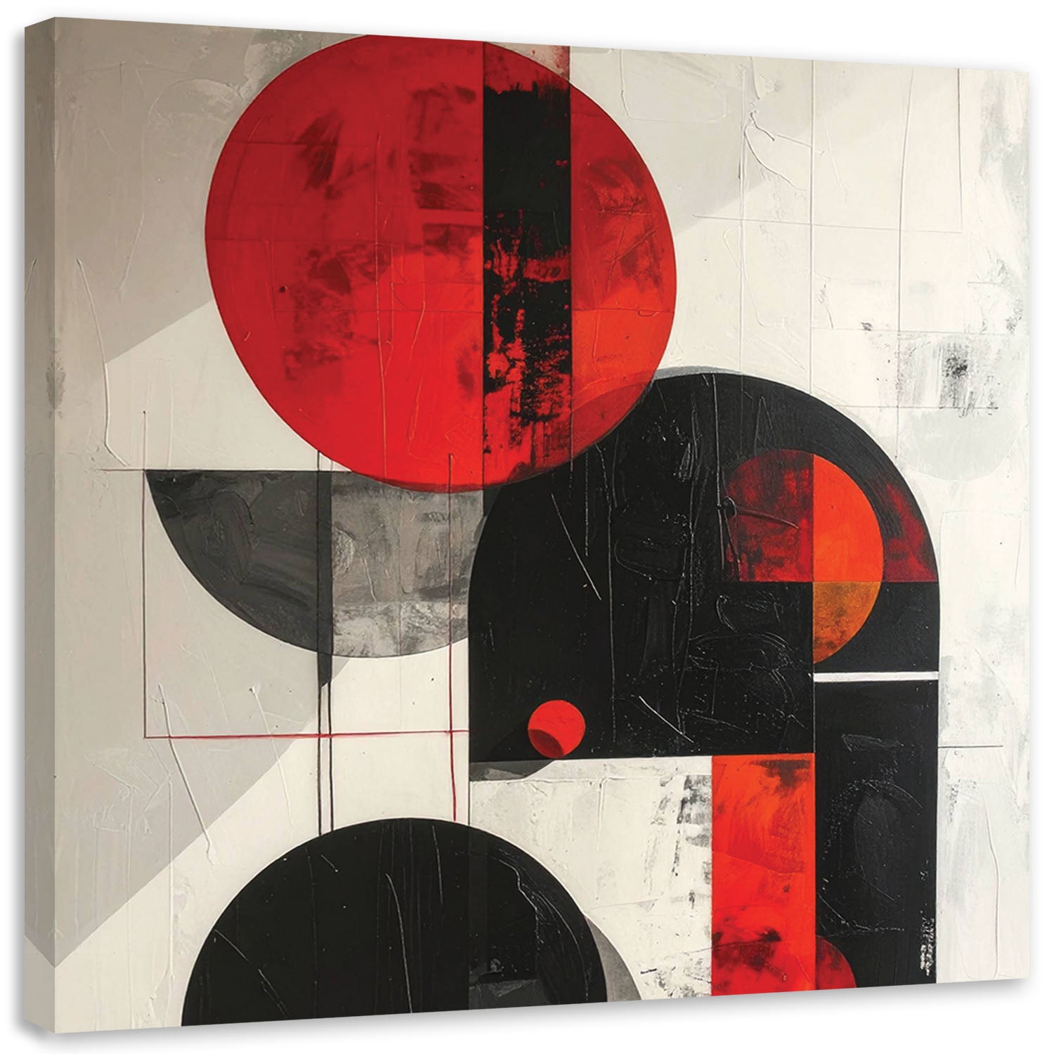 Obraz do salonu sypialni biura, Abstrakcja koła geometryczne czerwony czarny 50x50