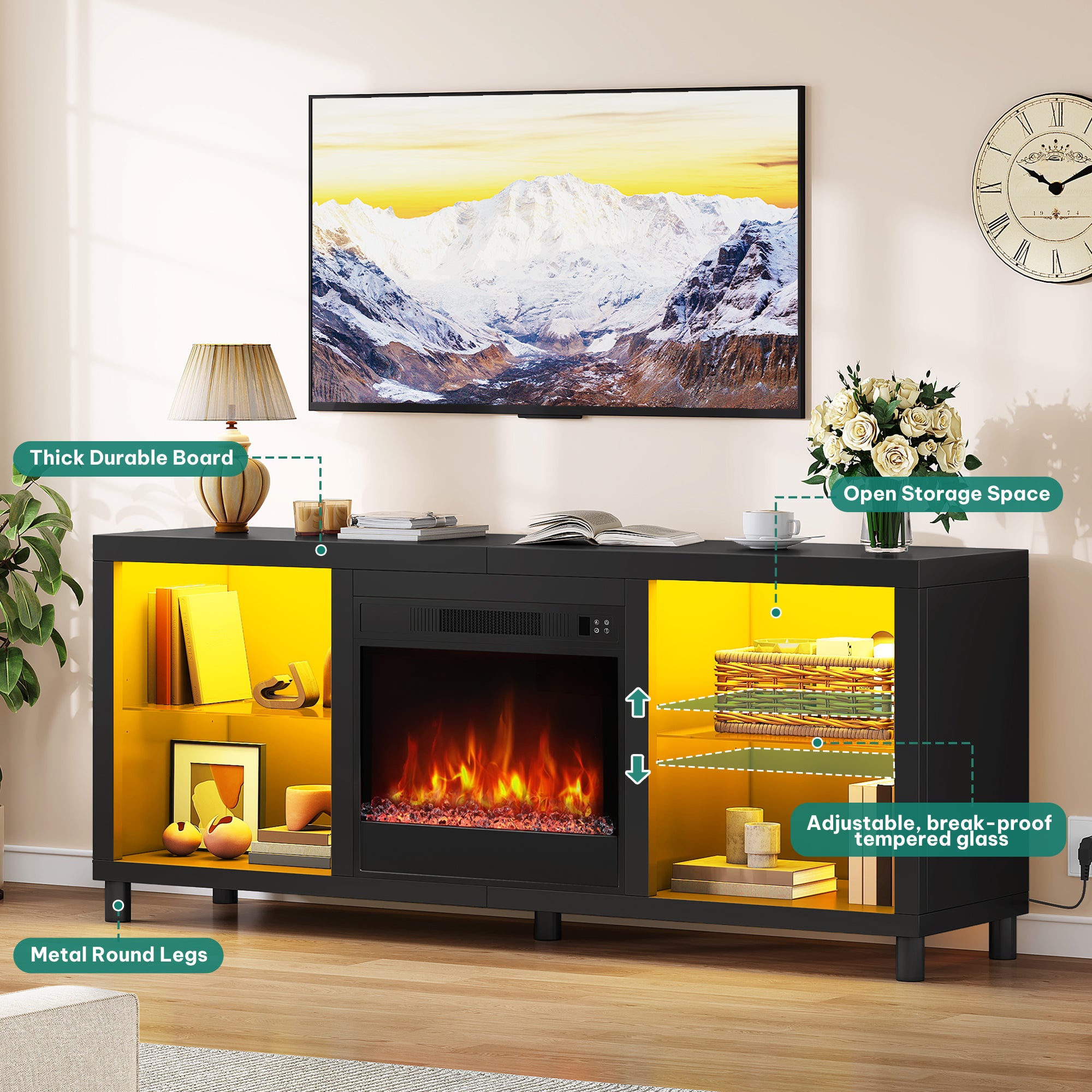 Balconera Soporte TV para Chimenea Eléctrica 18